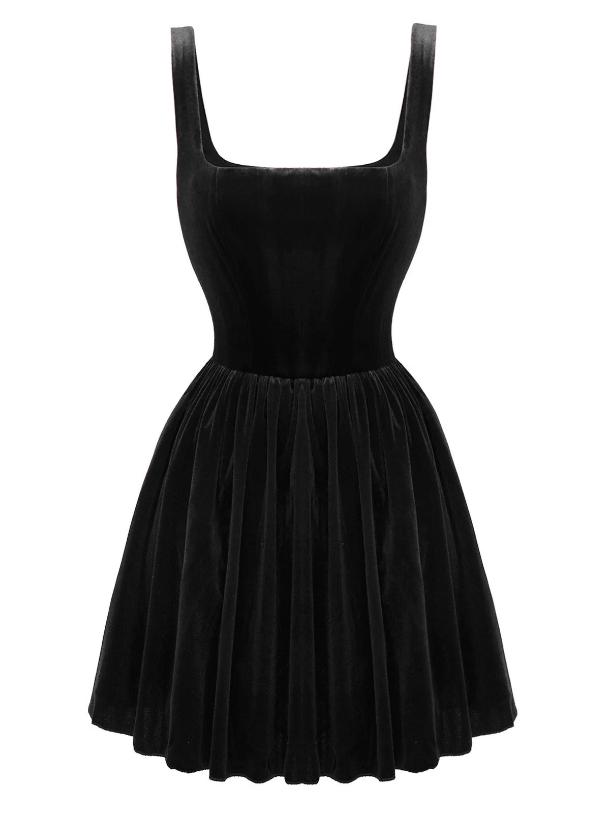 1970er Solide Quadratischer Hals Samt Mini Kleid - Image 7