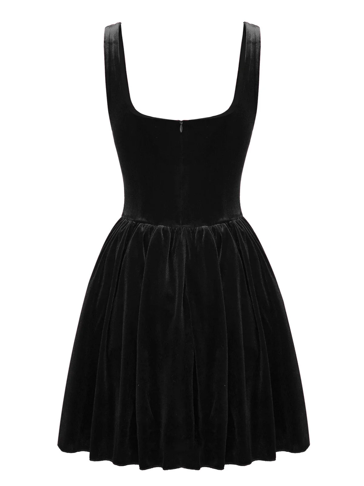 1970er Solide Quadratischer Hals Samt Mini Kleid - Image 8