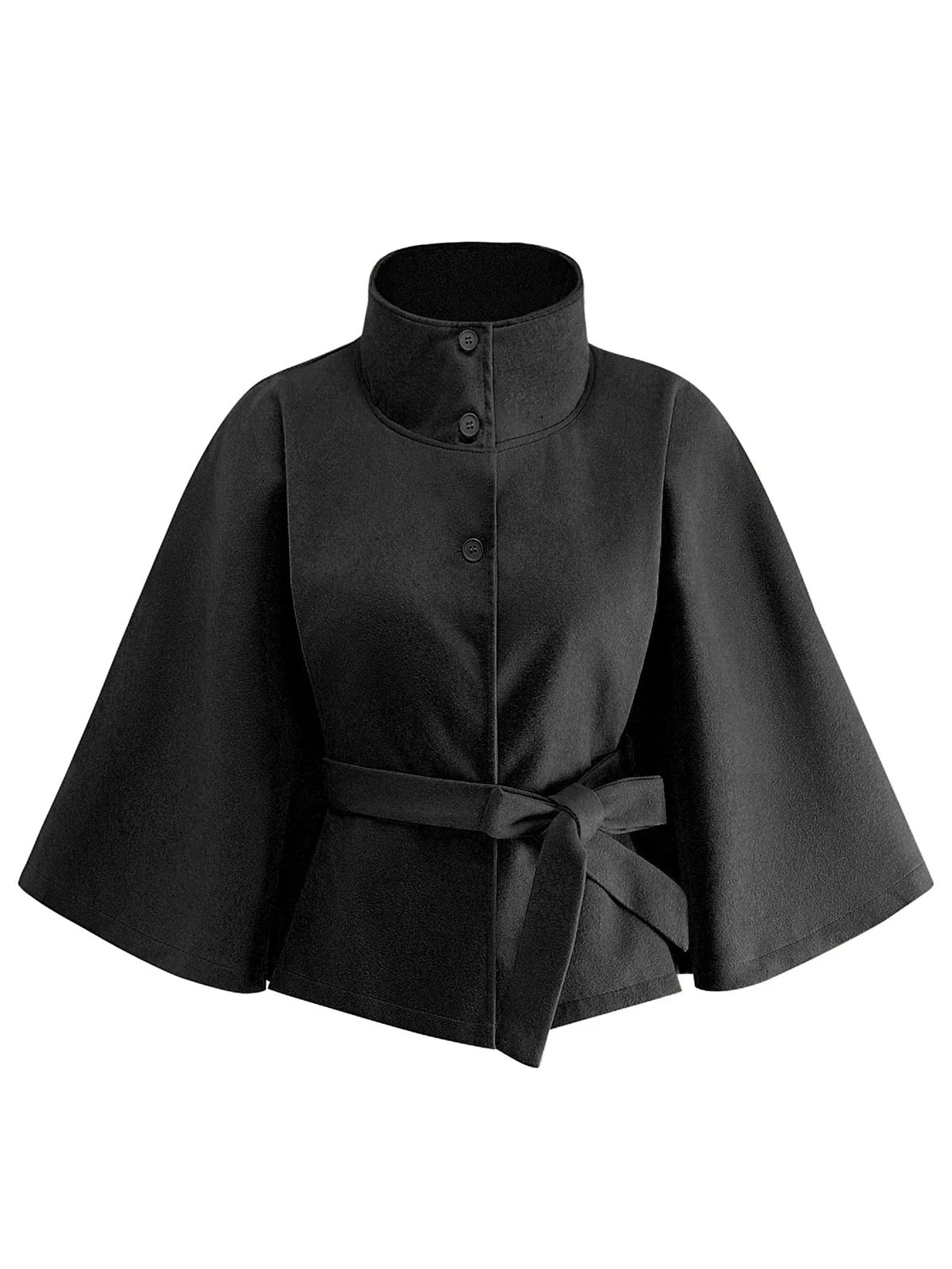 1970er Solide Rollkragen Gürtel Cape Jacke - Image 10