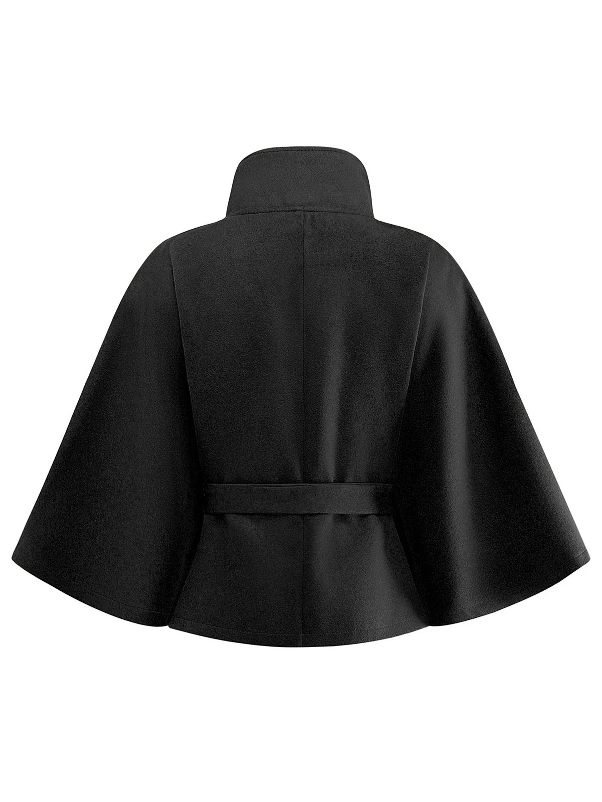 1970er Solide Rollkragen Gürtel Cape Jacke - Image 11