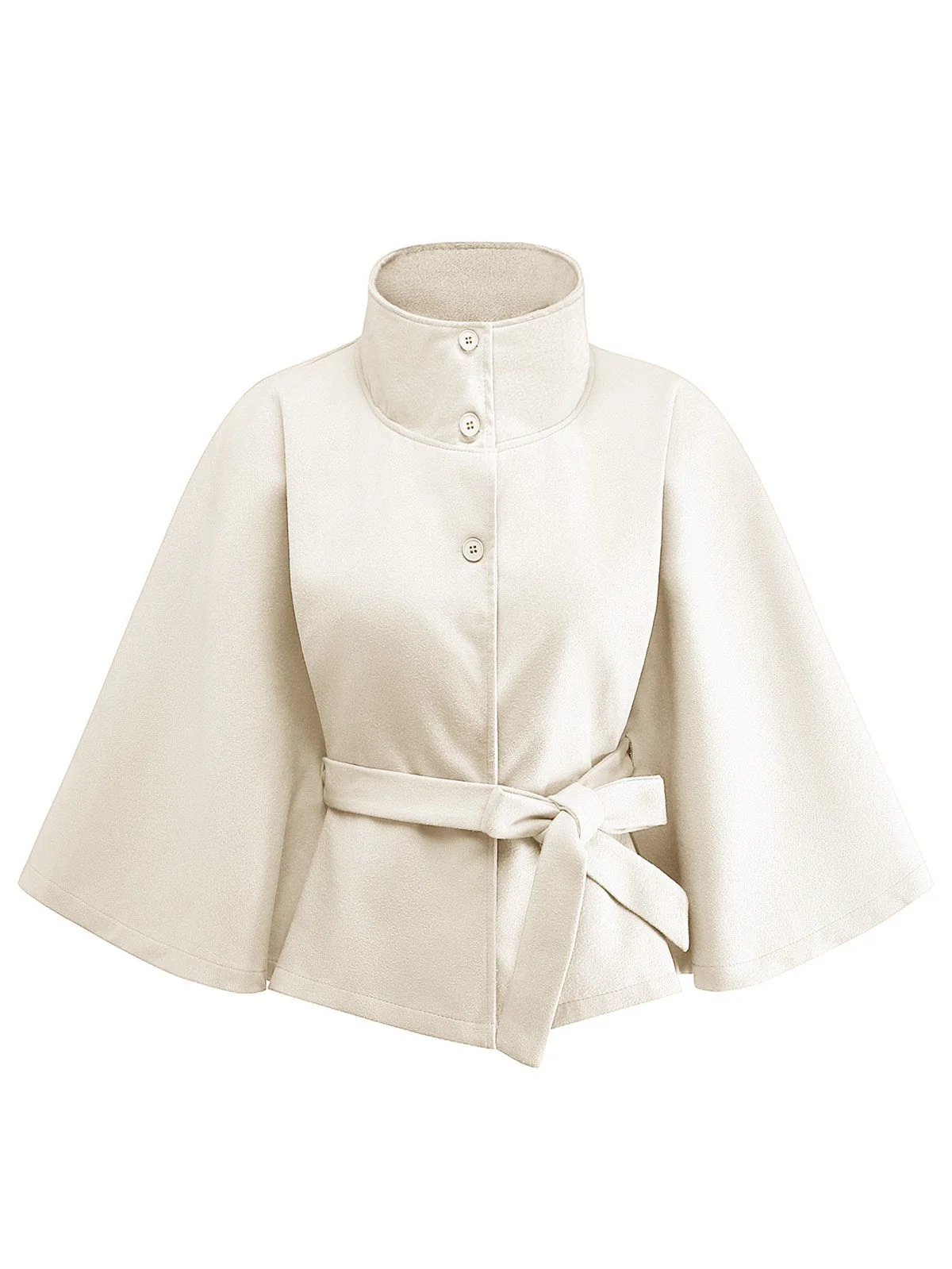 1970er Solide Rollkragen Gürtel Cape Jacke - Image 12