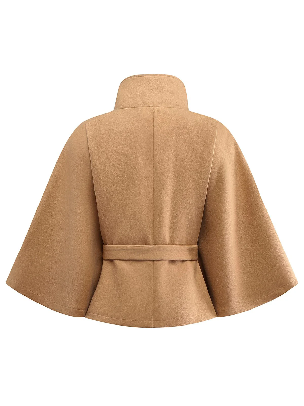 1970er Solide Rollkragen Gürtel Cape Jacke - Image 3