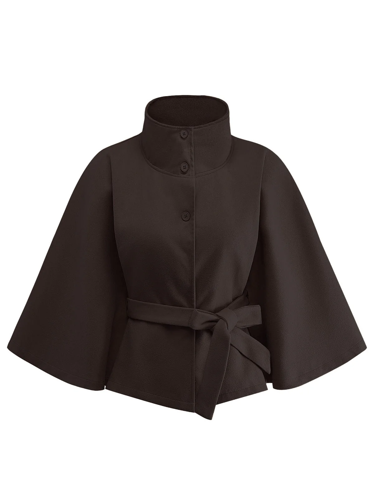 1970er Solide Rollkragen Gürtel Cape Jacke - Image 8