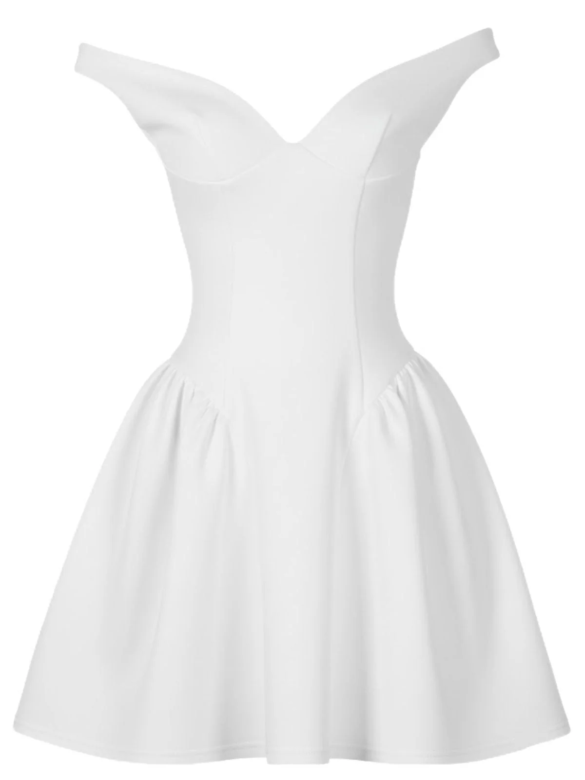1970er Solide Schulterfrei Tief V-Ausschnitt Skater Kleid - Image 10