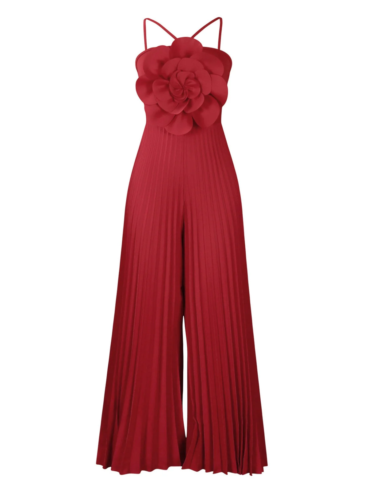 1970er Solide Spaghetti Träger 3D Rose Jumpsuit - Image 2