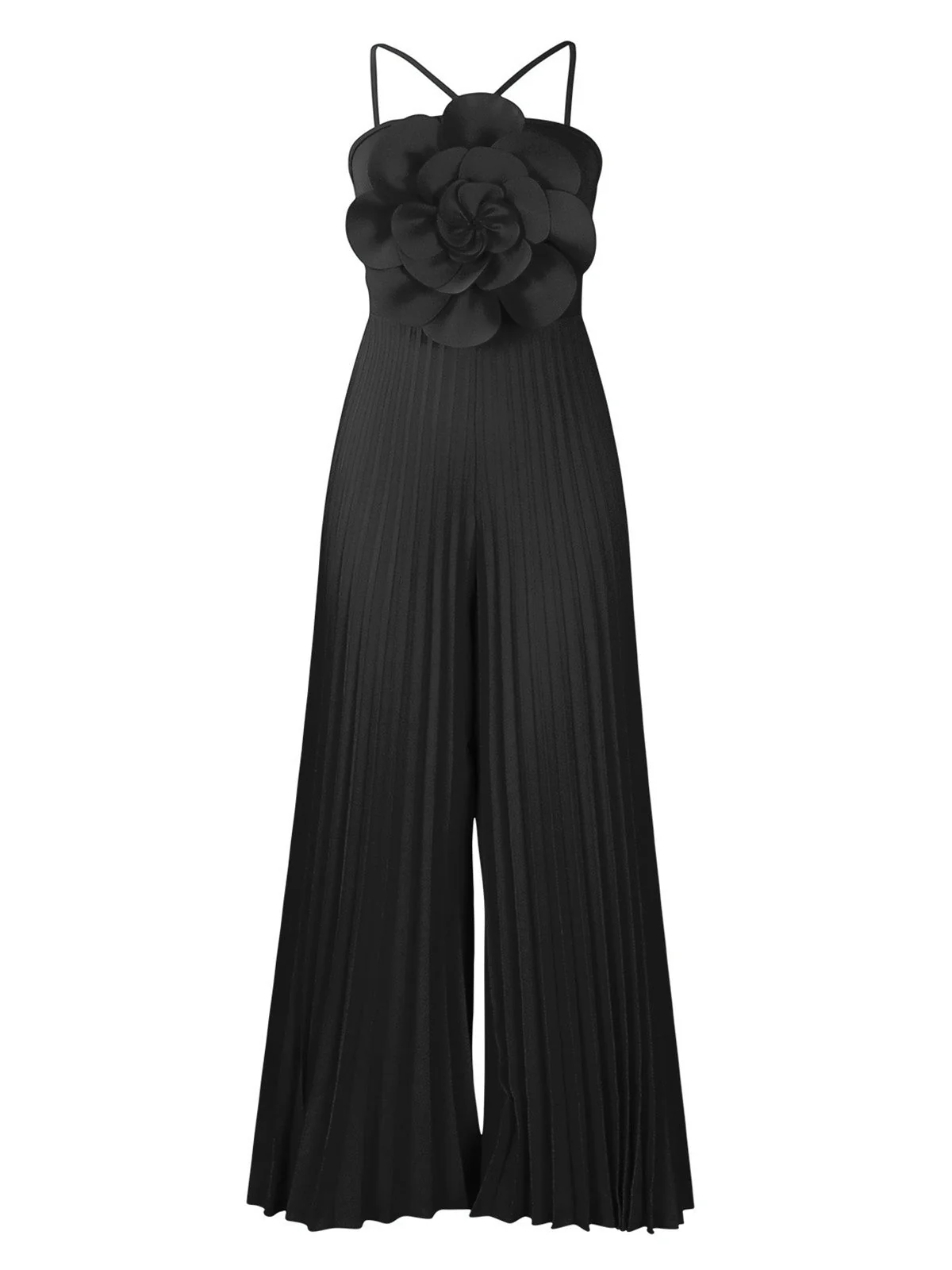 1970er Solide Spaghetti Träger 3D Rose Jumpsuit - Image 4