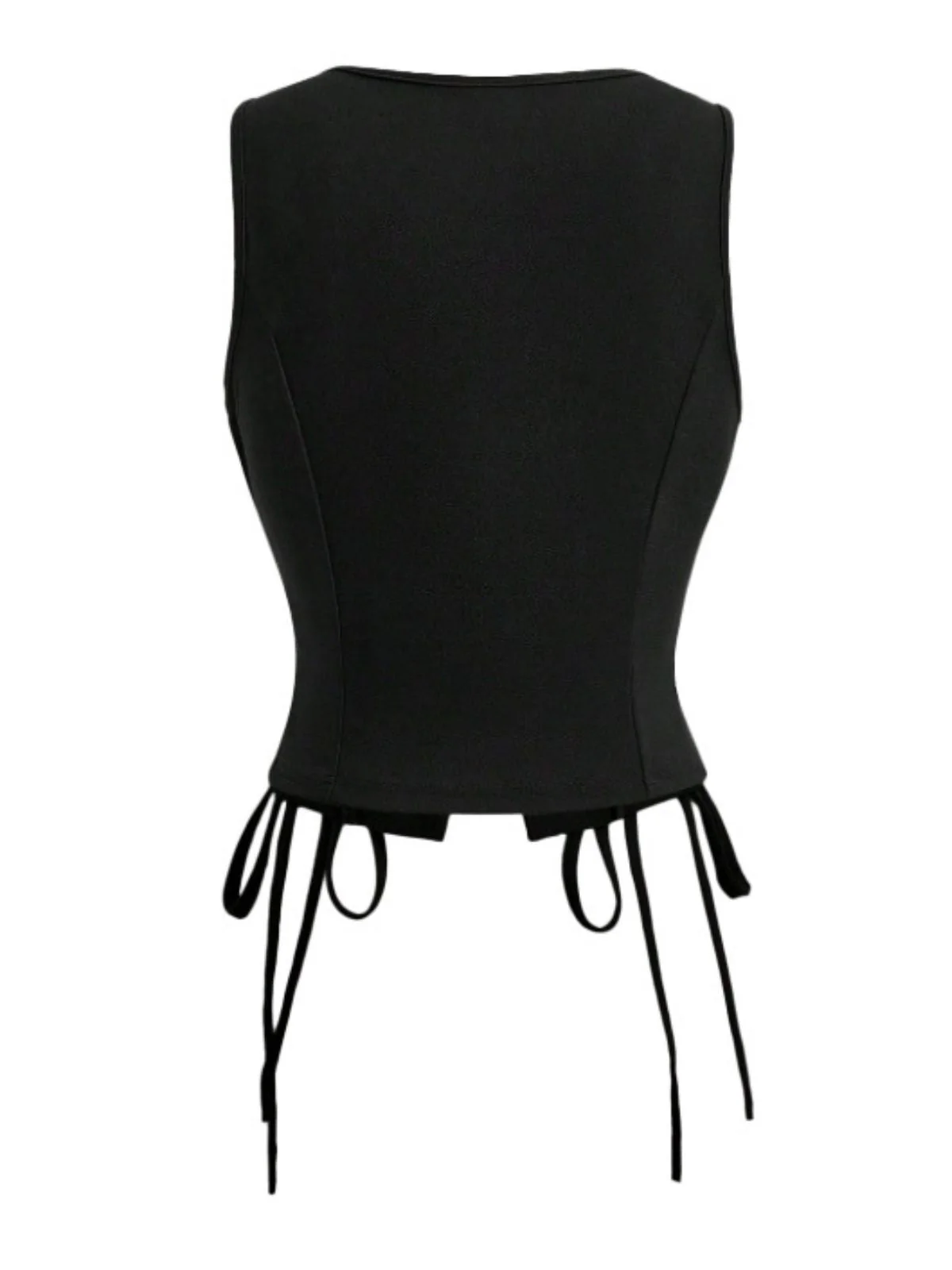 1970er Solide Taille-Tie V-Ausschnitt Weste - Image 7