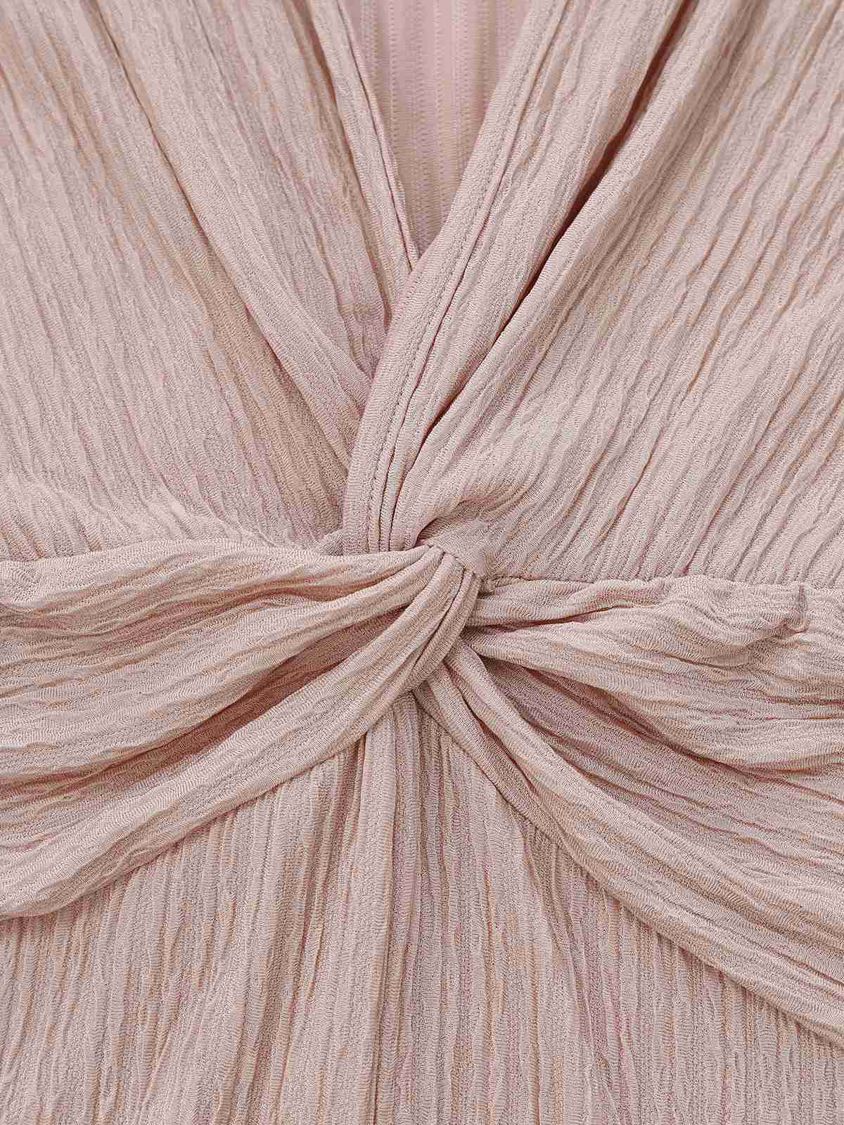 1970er Solide V-Ausschnitt Twist Langarm Jumpsuit - Image 7