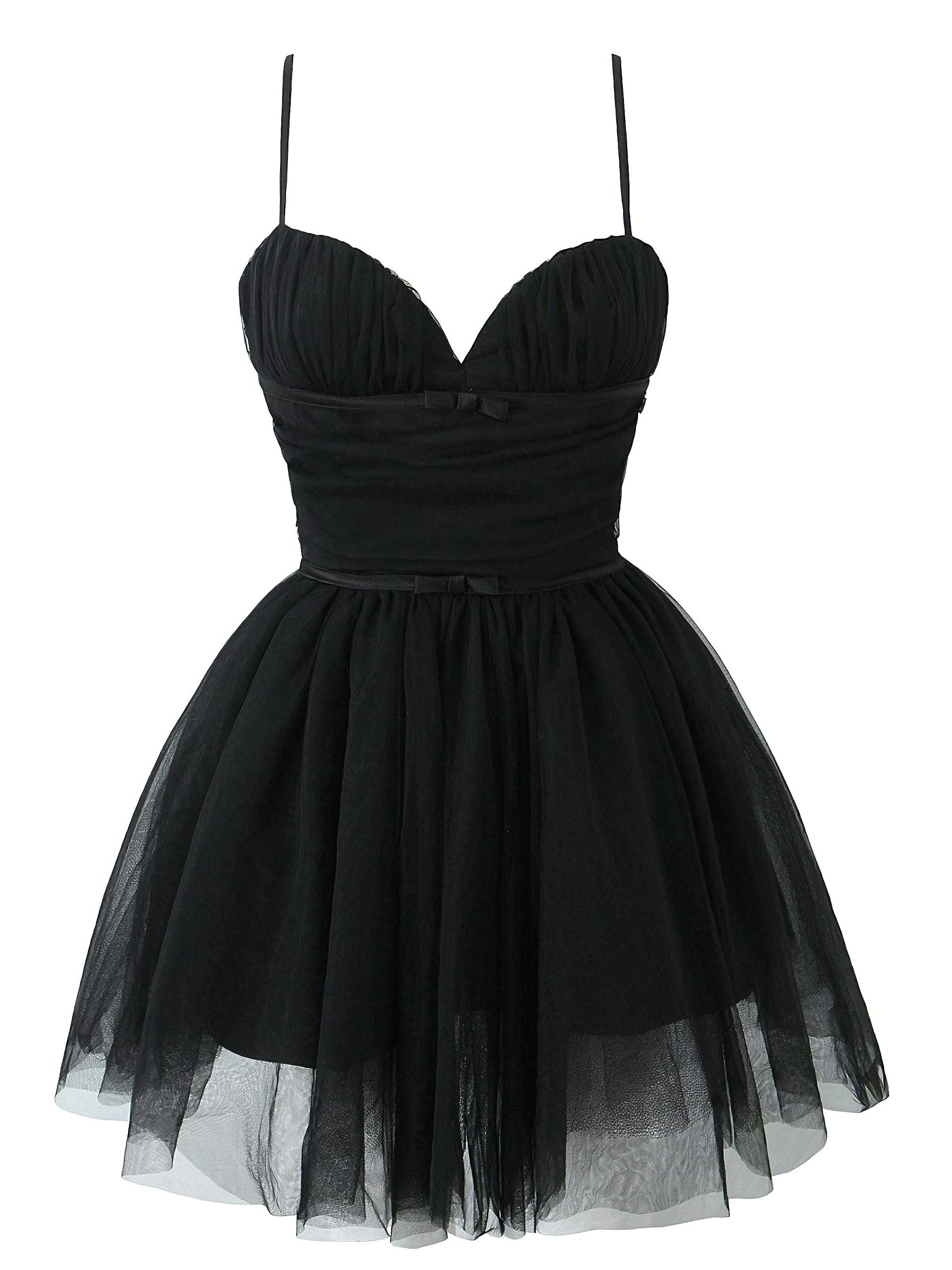 1970er Spaghetti Träger Bogen Tulle Kleid - Image 6