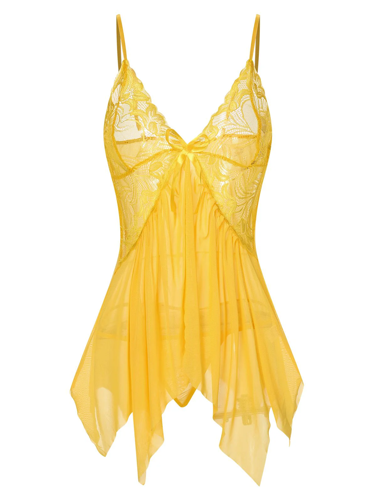 1970er Spaghetti Träger Rüschen Transparent Nachtwäsche - Image 7