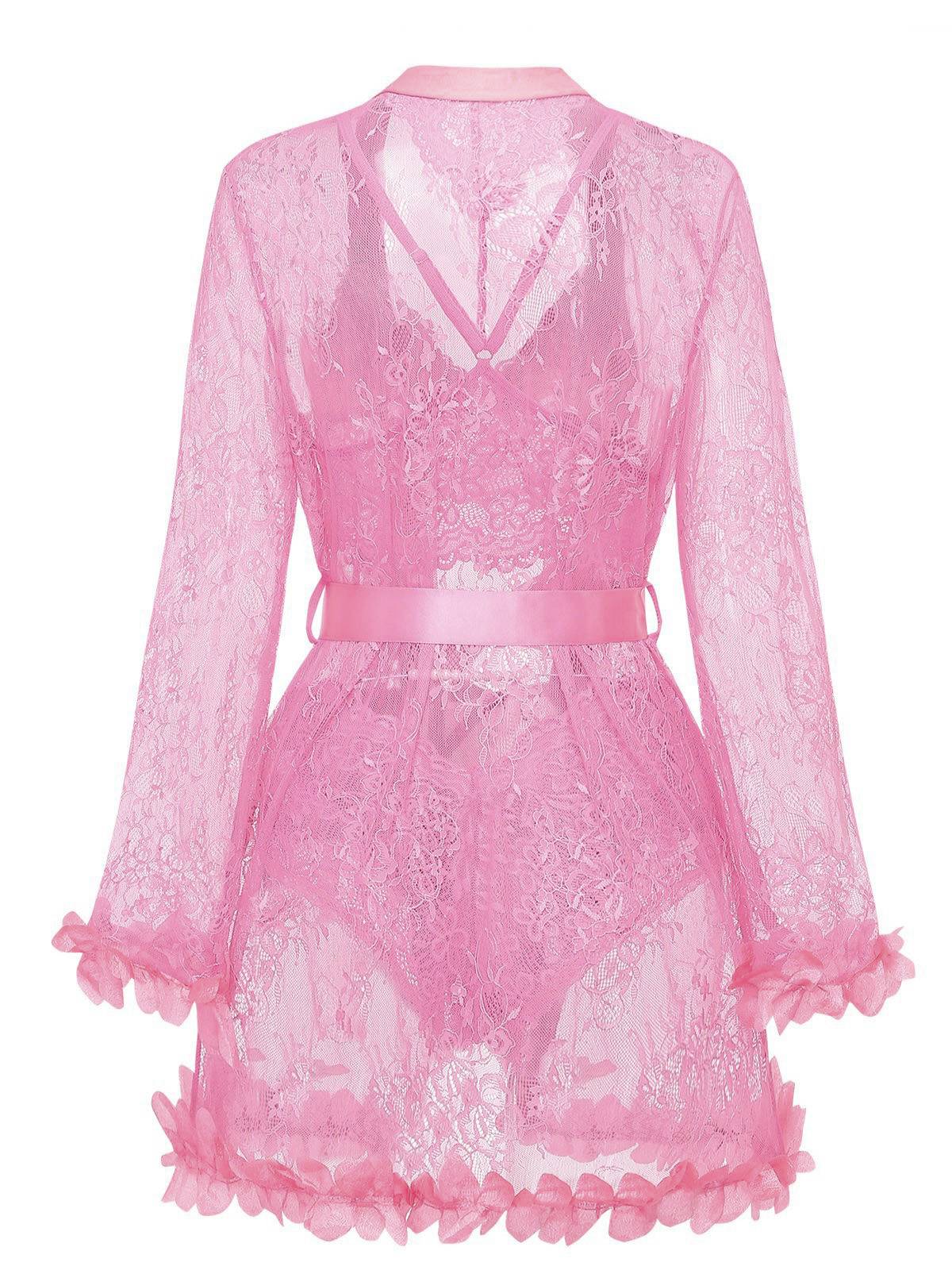 1970er Spitze Transparent Blüten Rüschen Besatz Dessous Set - Image 2