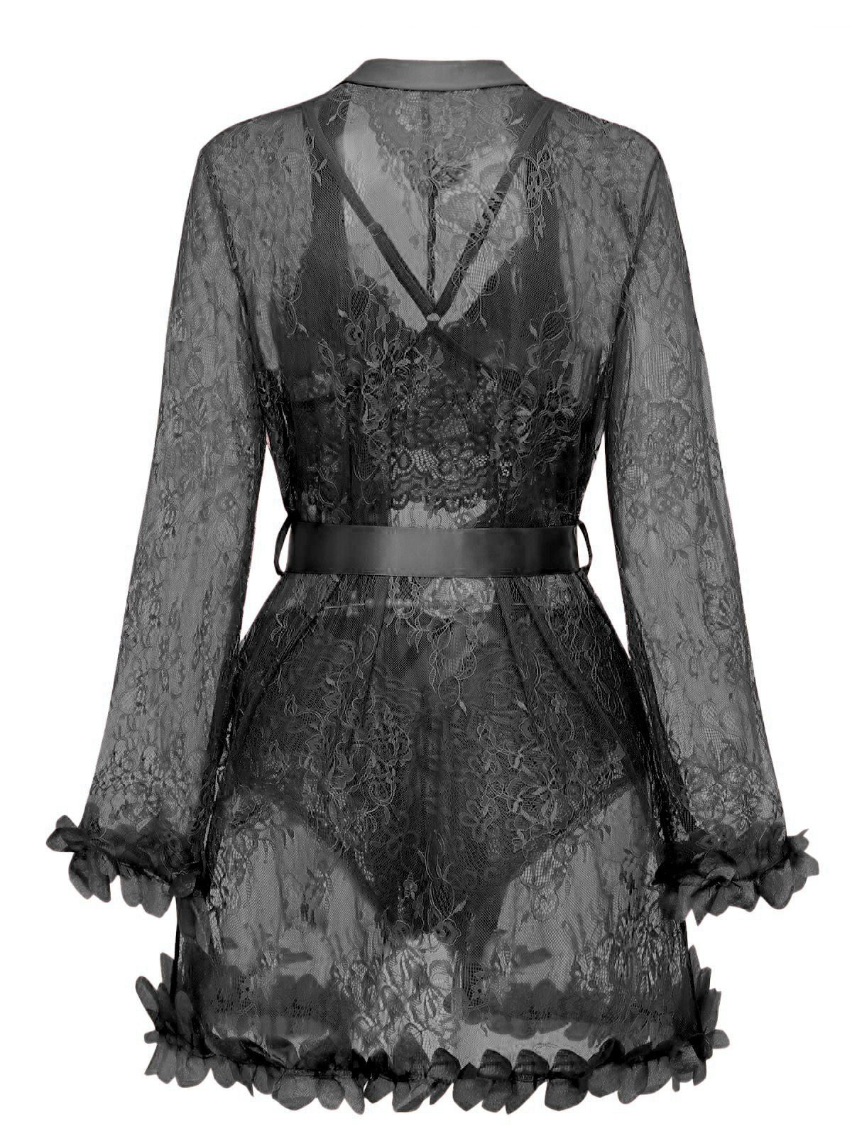 1970er Spitze Transparent Blüten Rüschen Besatz Dessous Set - Image 9