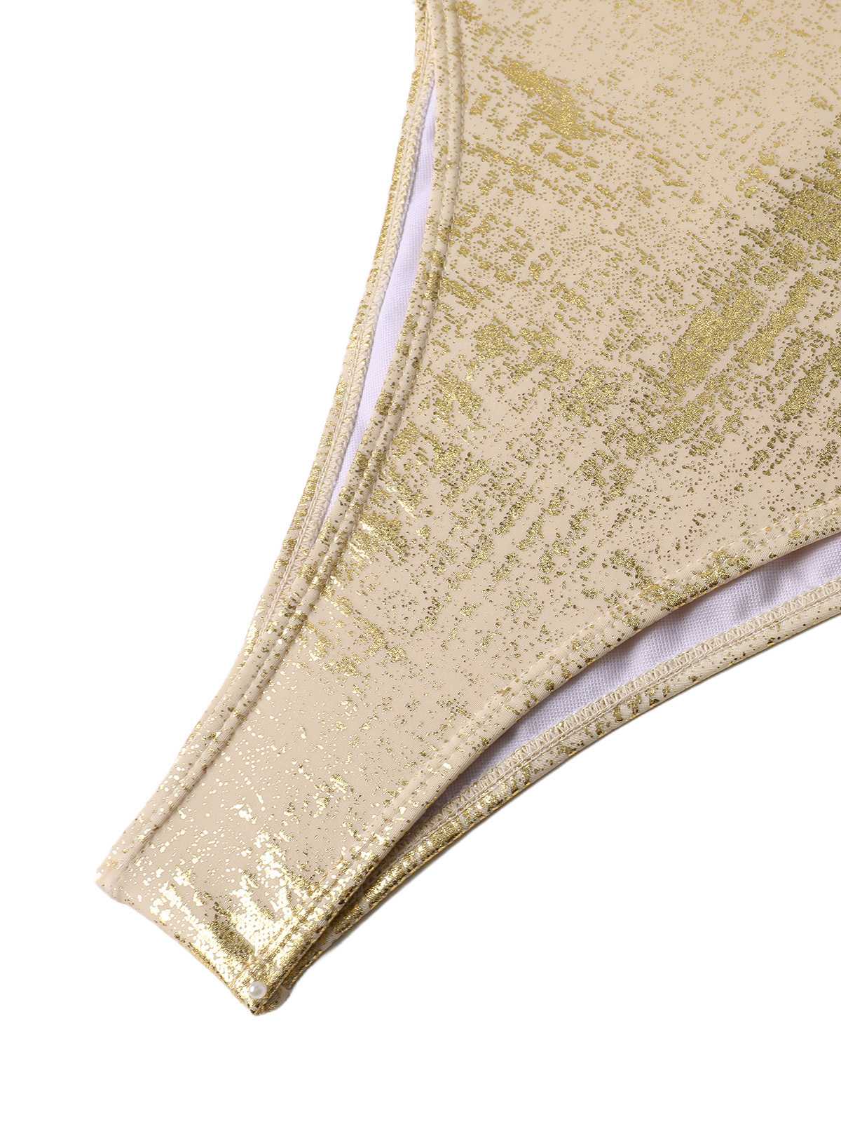 1970er Tiefer V Halter Distressed-Optik Strukturiert Badeanzug - Image 7
