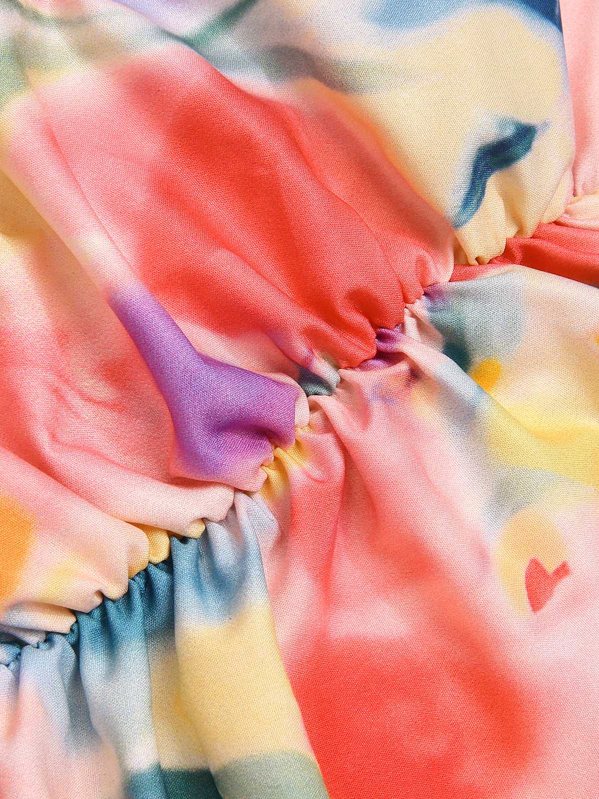 1970er Träger Aquarell Blumen Gerüschtes Stufen Kleid - Image 3