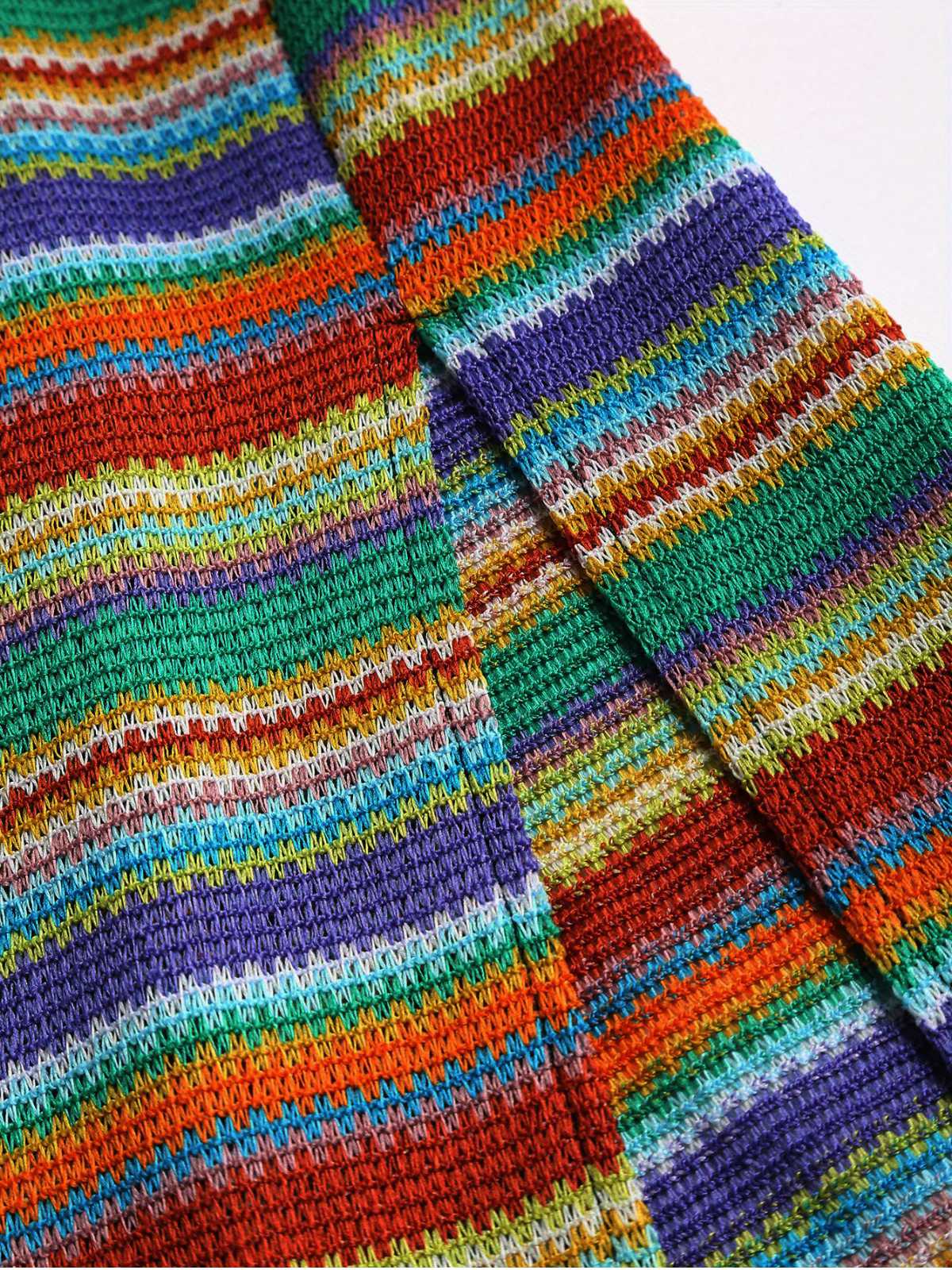 1970er Träger Bunt Streifen Binden Boho Kleid - Image 7