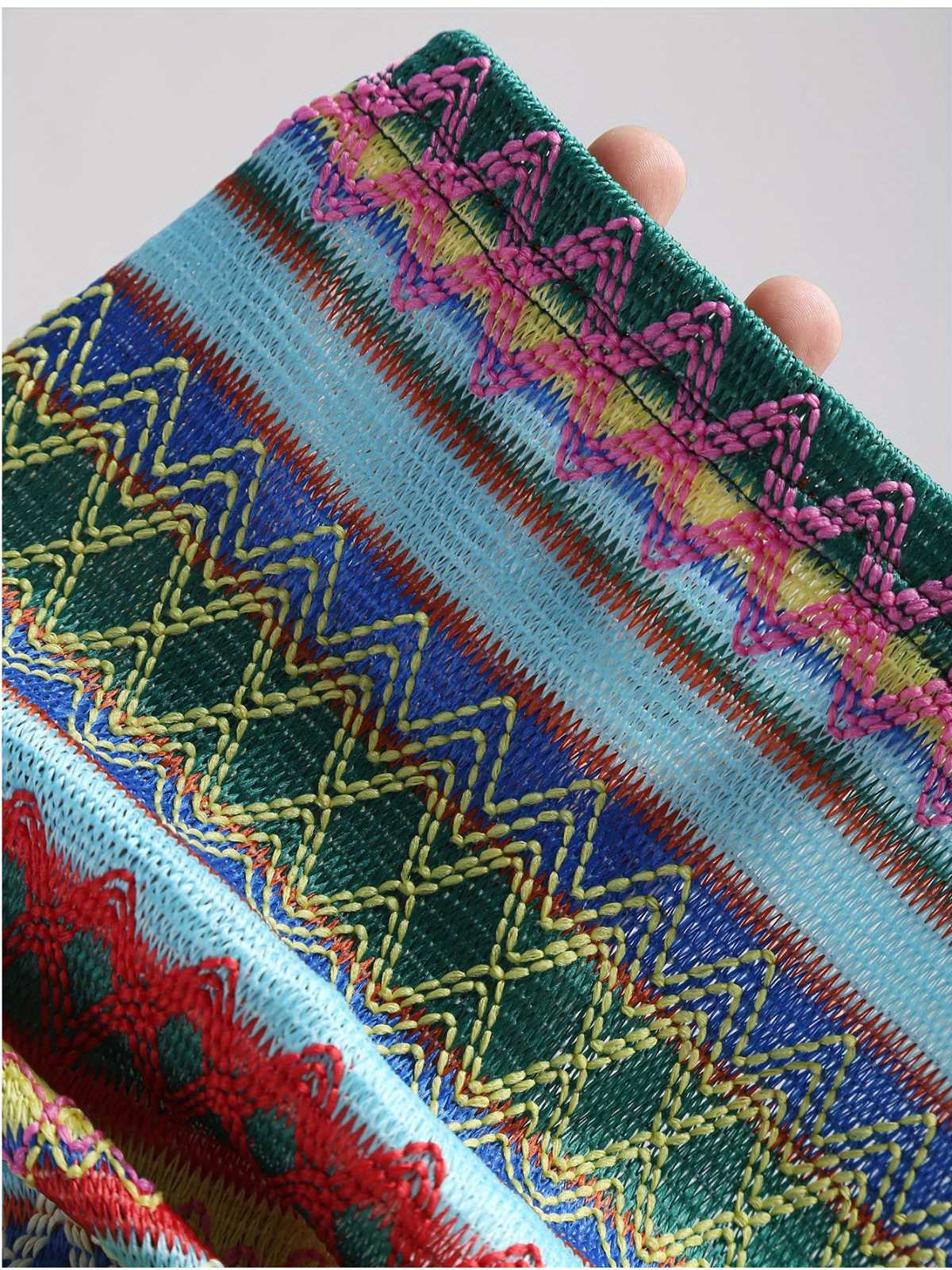 1970er Träger Bunt Streifen Binden Boho Kleid - Image 8