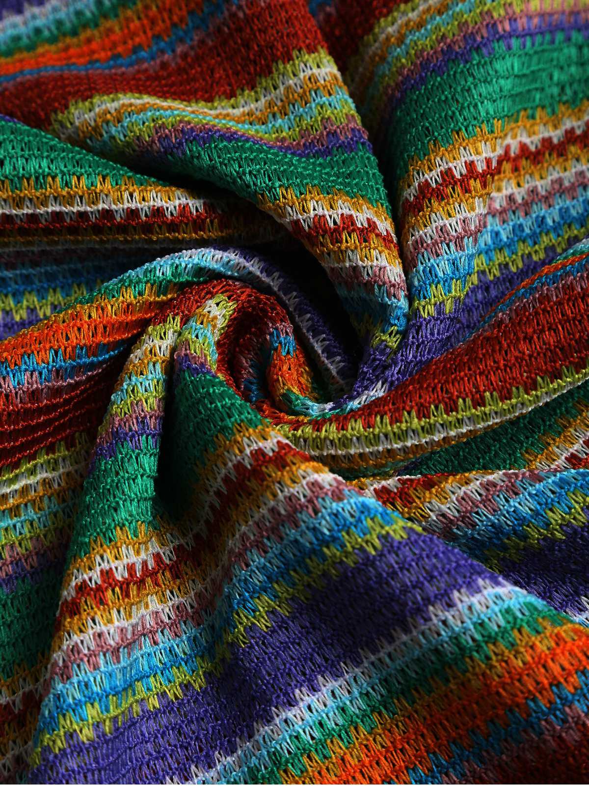 1970er Träger Bunt Streifen Binden Boho Kleid - Image 9