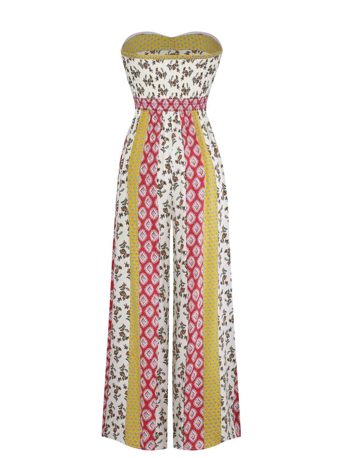 1970er Trägerlos Blumen Geometrisches Muster Boho Jumpsuit - Image 2