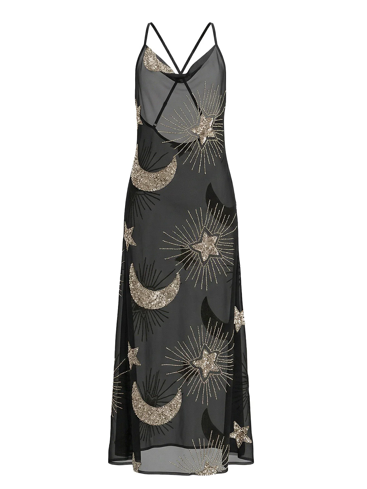 1970er Transparent Celestial Bestickt Pailletten Maxi Cover-Up Kleid - Image 2