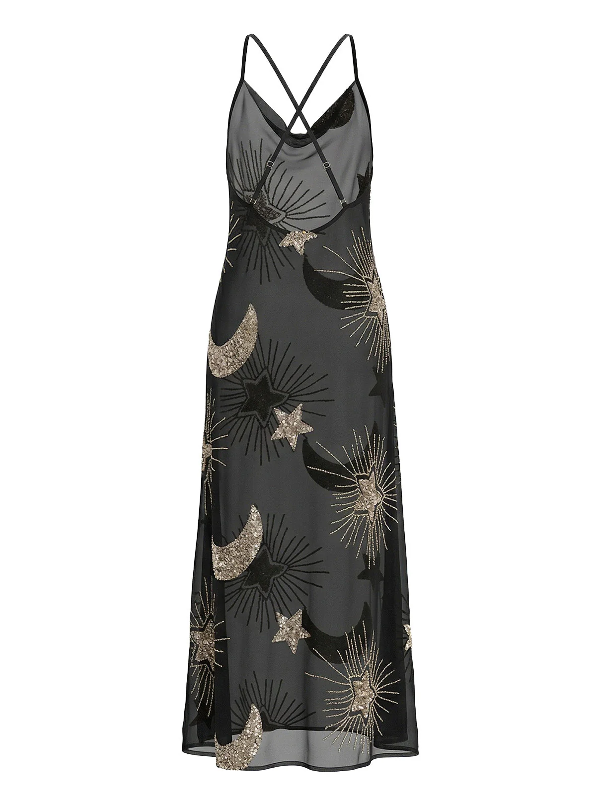 1970er Transparent Celestial Bestickt Pailletten Maxi Cover-Up Kleid - Image 3
