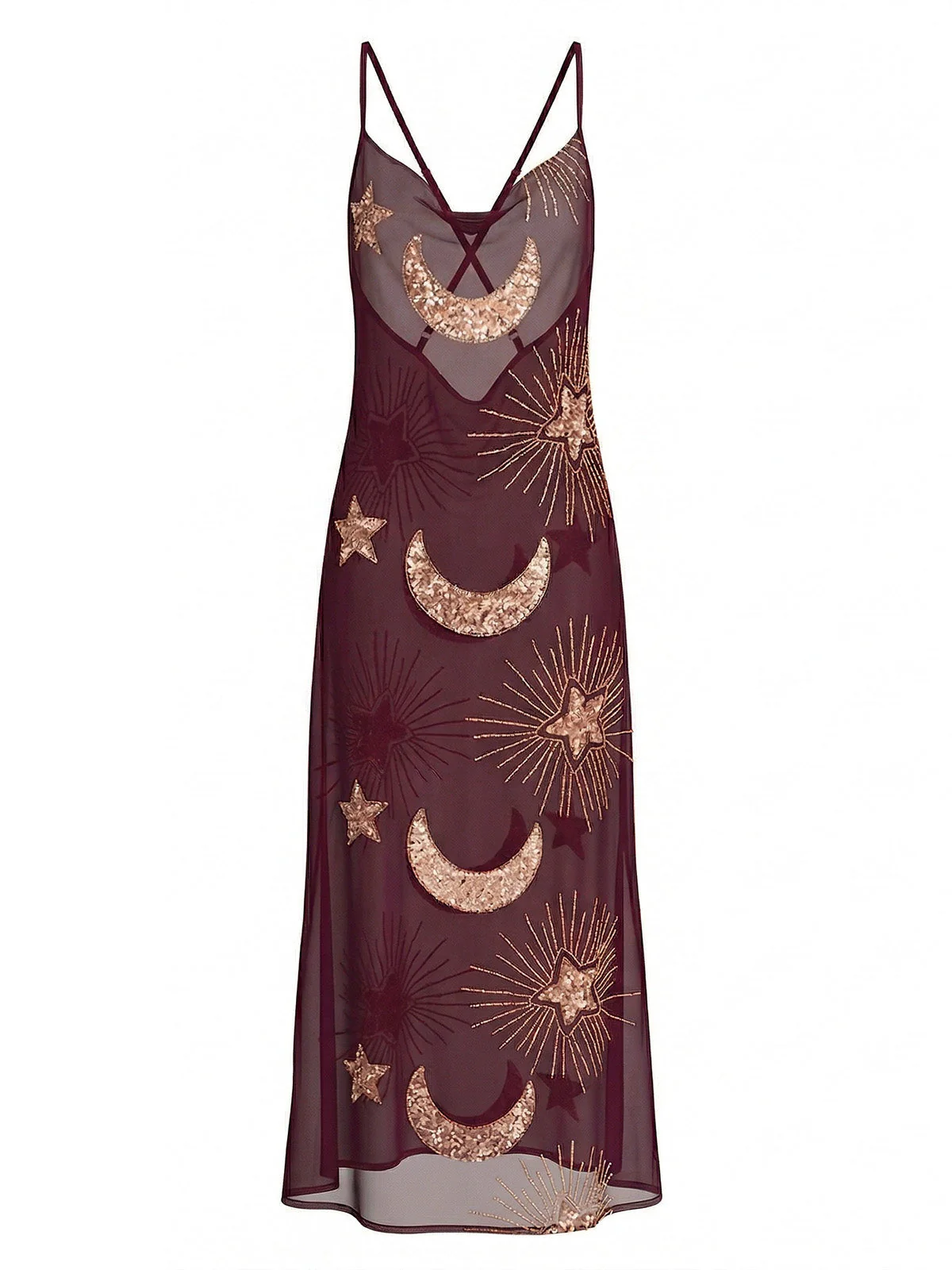 1970er Transparent Celestial Bestickt Pailletten Maxi Cover-Up Kleid - Image 4