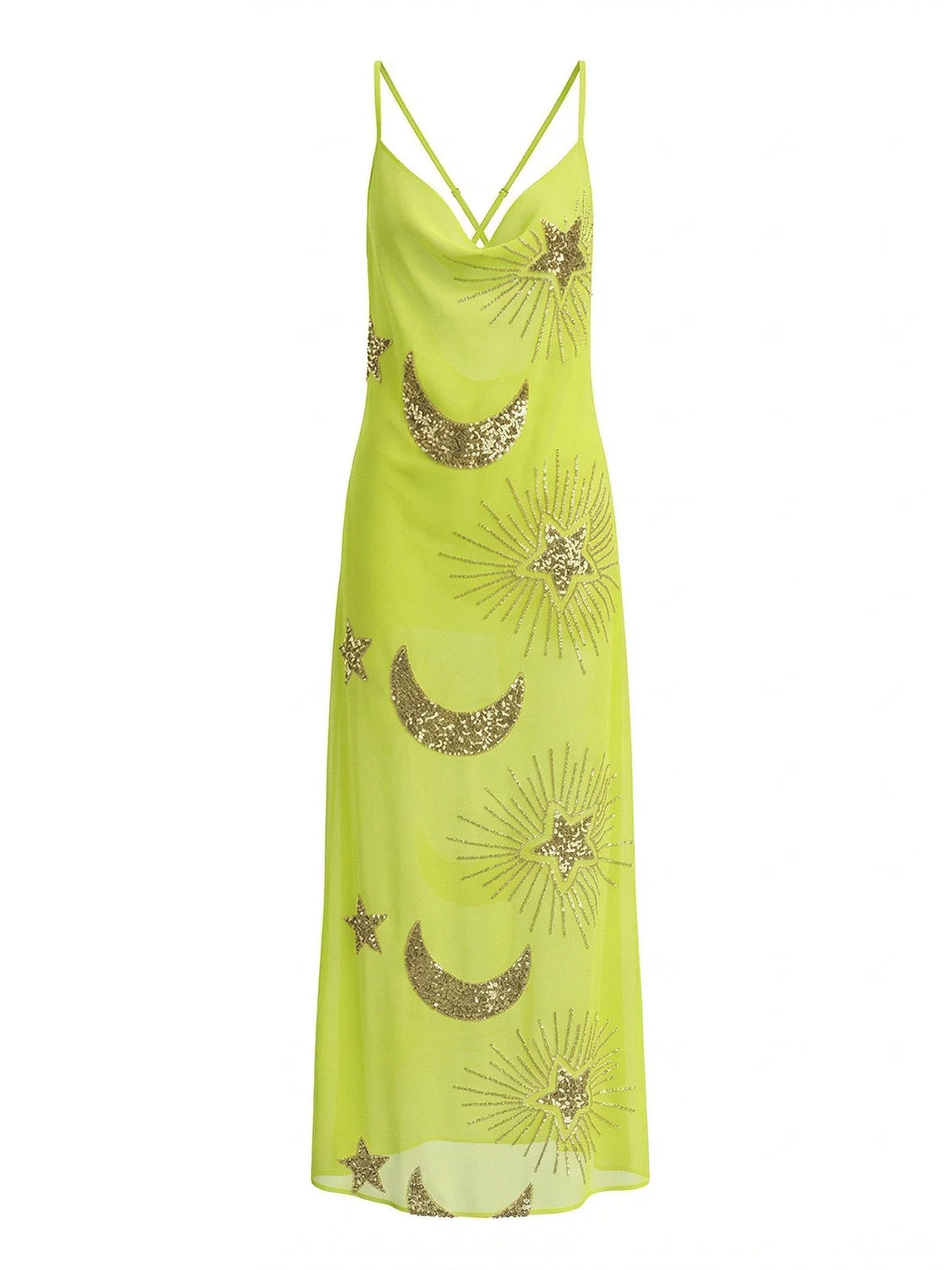 1970er Transparent Celestial Bestickt Pailletten Maxi Cover-Up Kleid - Image 7