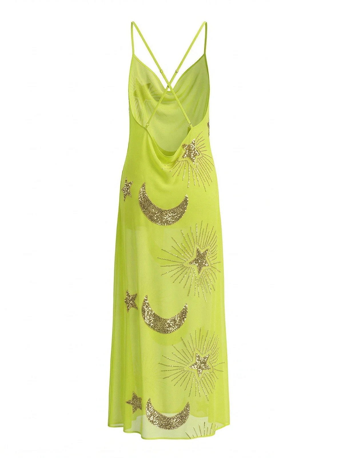 1970er Transparent Celestial Bestickt Pailletten Maxi Cover-Up Kleid - Image 8