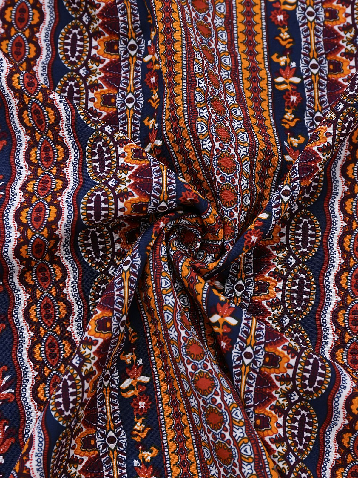 1970er Unregelmäßiger Druck Rückenfrei Boho Kleid - Image 5