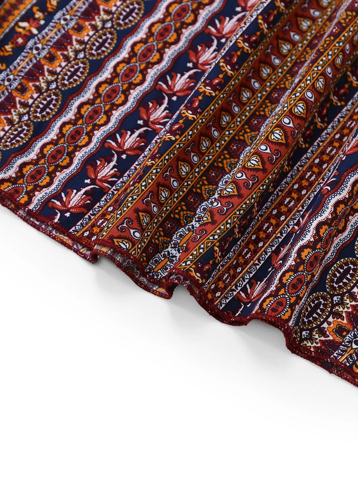 1970er Unregelmäßiger Druck Rückenfrei Boho Kleid - Image 6