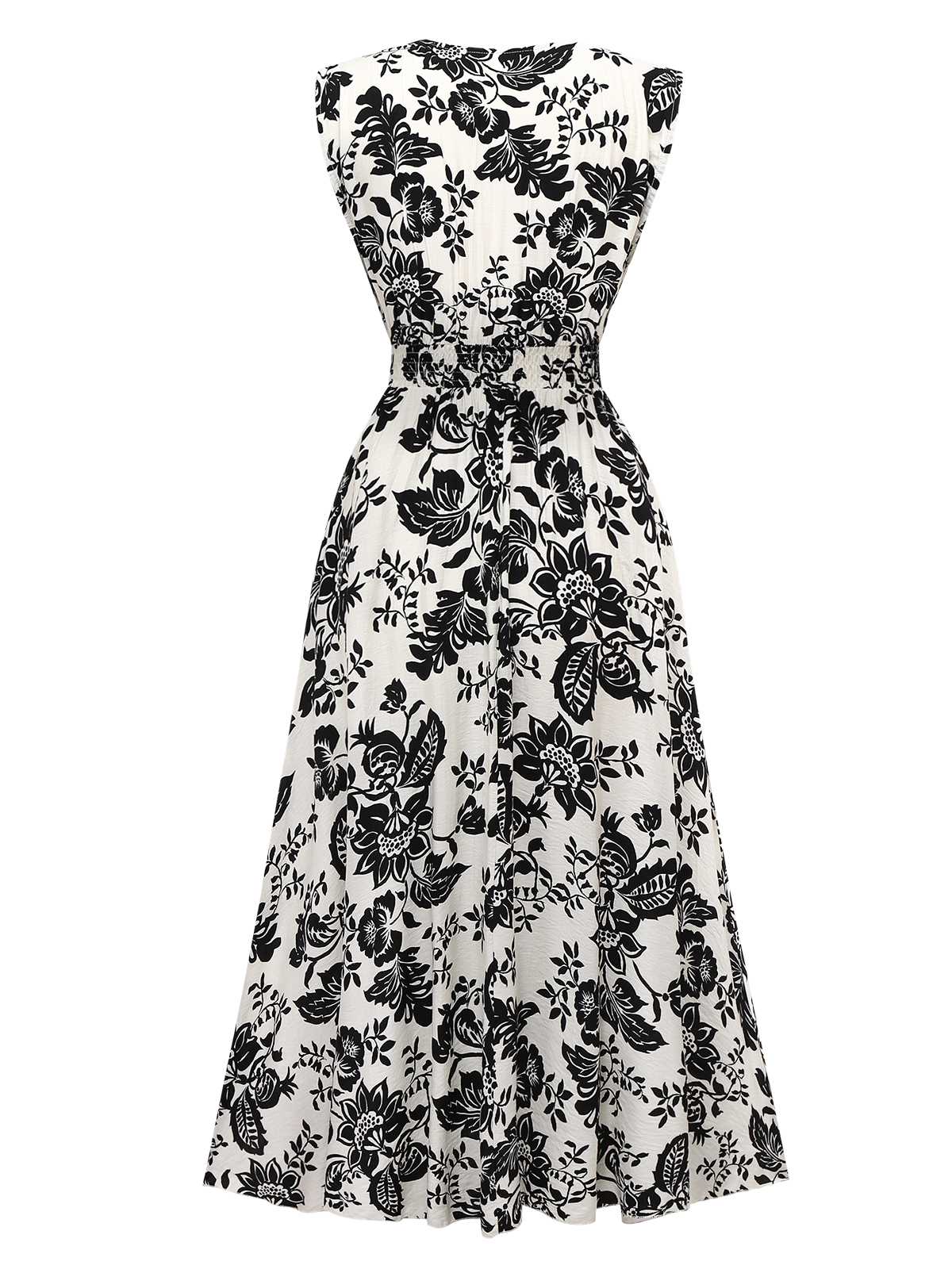 1970er V-Ausschnitt Blumen Flügelärmel Midi Kleid - Image 2