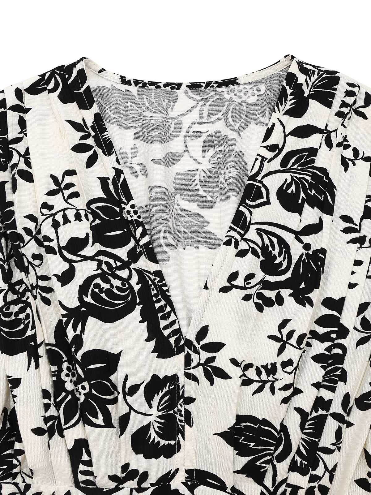1970er V-Ausschnitt Blumen Flügelärmel Midi Kleid - Image 3