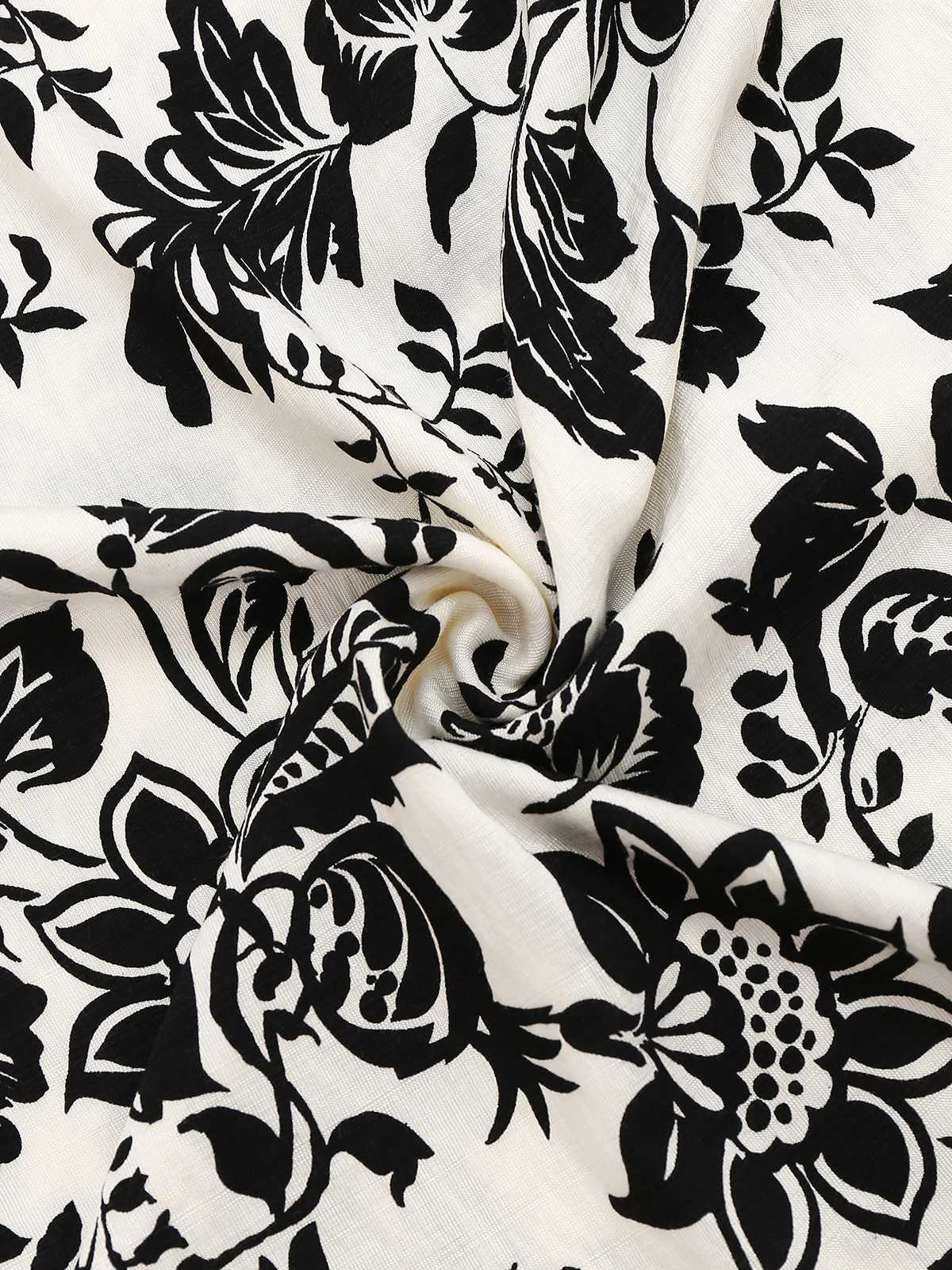1970er V-Ausschnitt Blumen Flügelärmel Midi Kleid - Image 4