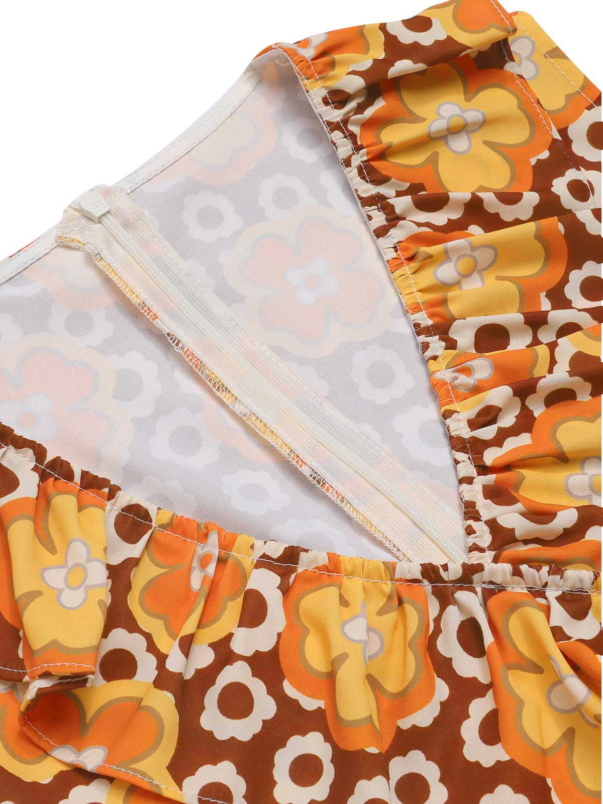 1970er V-Ausschnitt Blumen Ärmellos Jumpsuit - Image 6