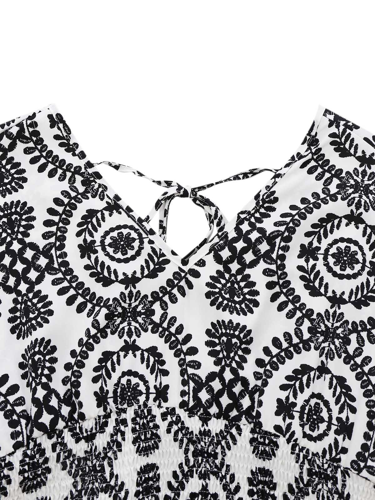 1970er V-Ausschnitt Boho Puffärmel Weites Bein Jumpsuit - Image 5