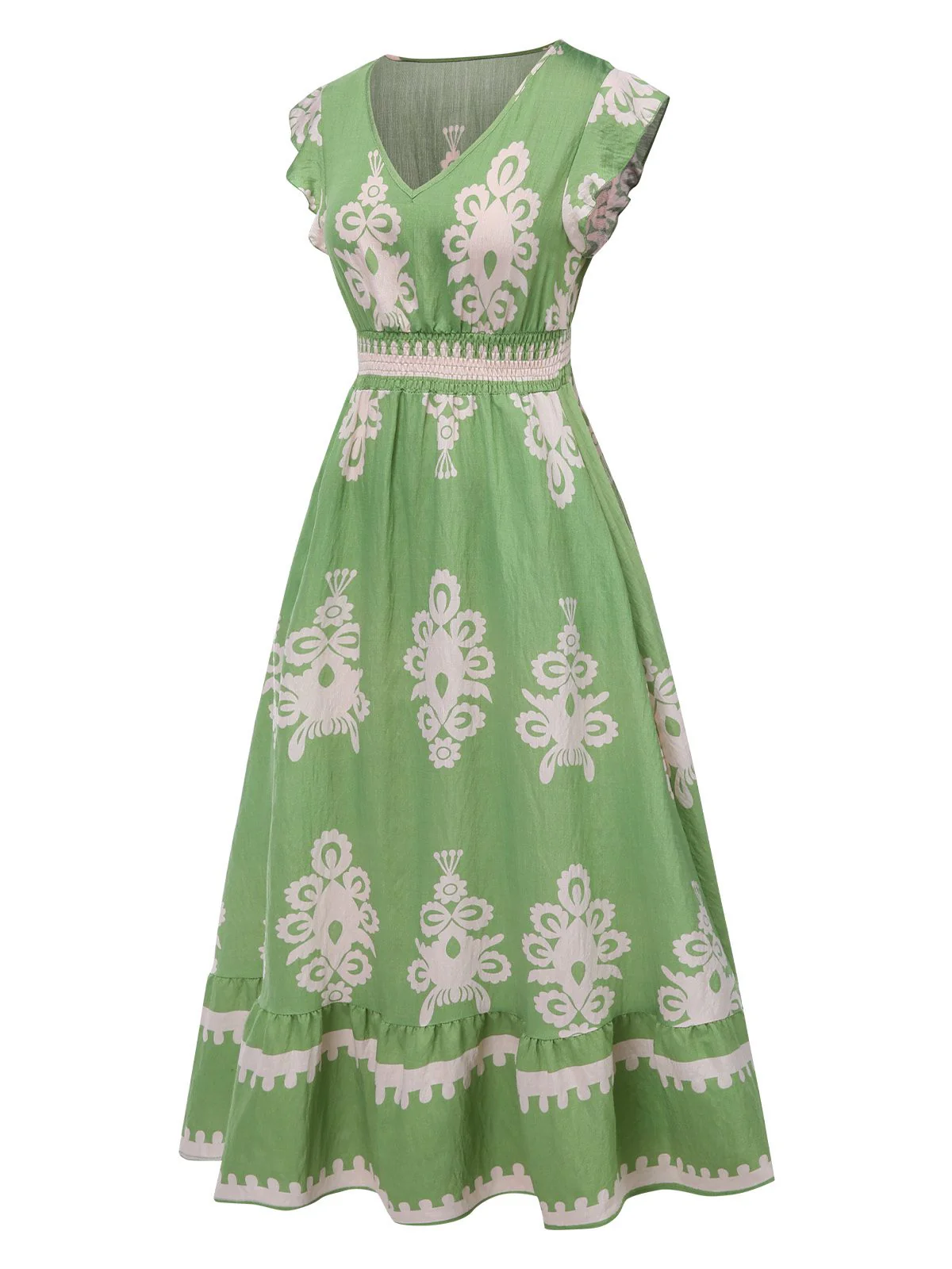 1970er V-Ausschnitt Stammesmuster Boho Kleid - Image 2