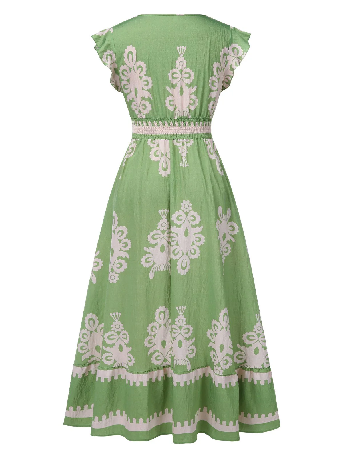 1970er V-Ausschnitt Stammesmuster Boho Kleid - Image 3