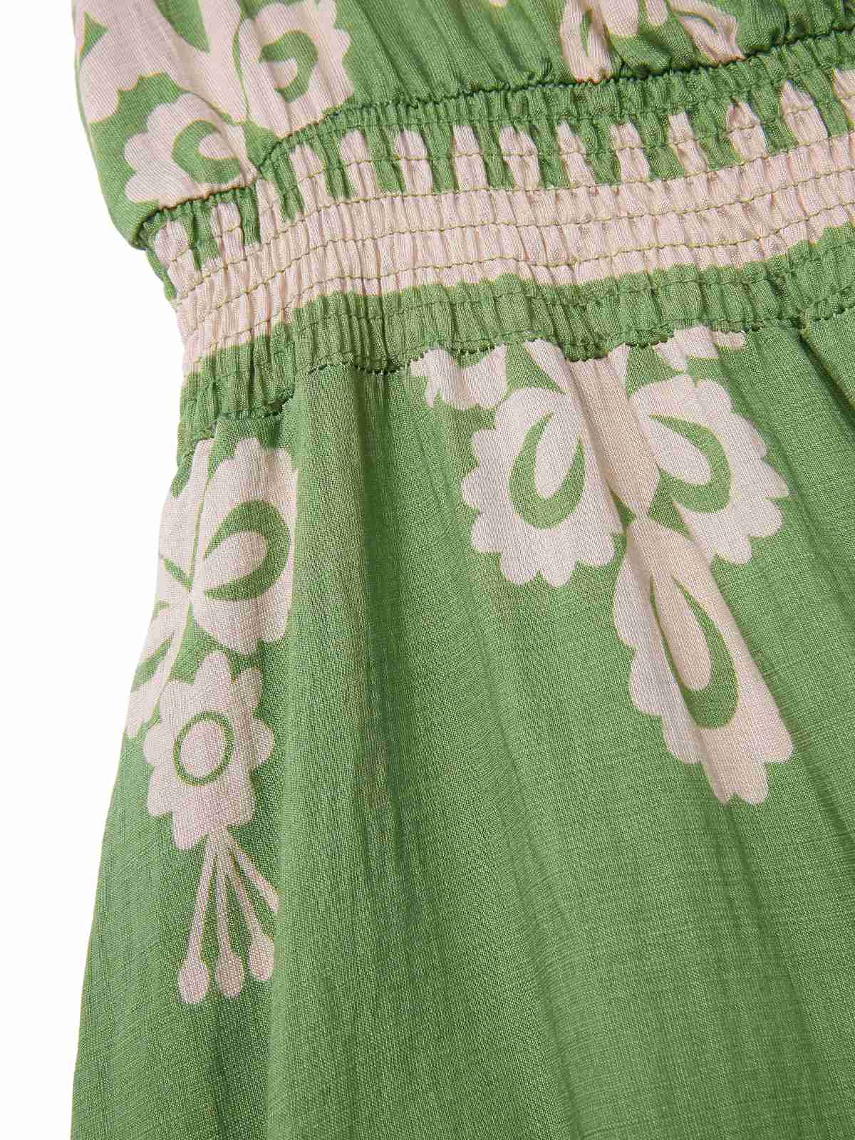 1970er V-Ausschnitt Stammesmuster Boho Kleid - Image 4