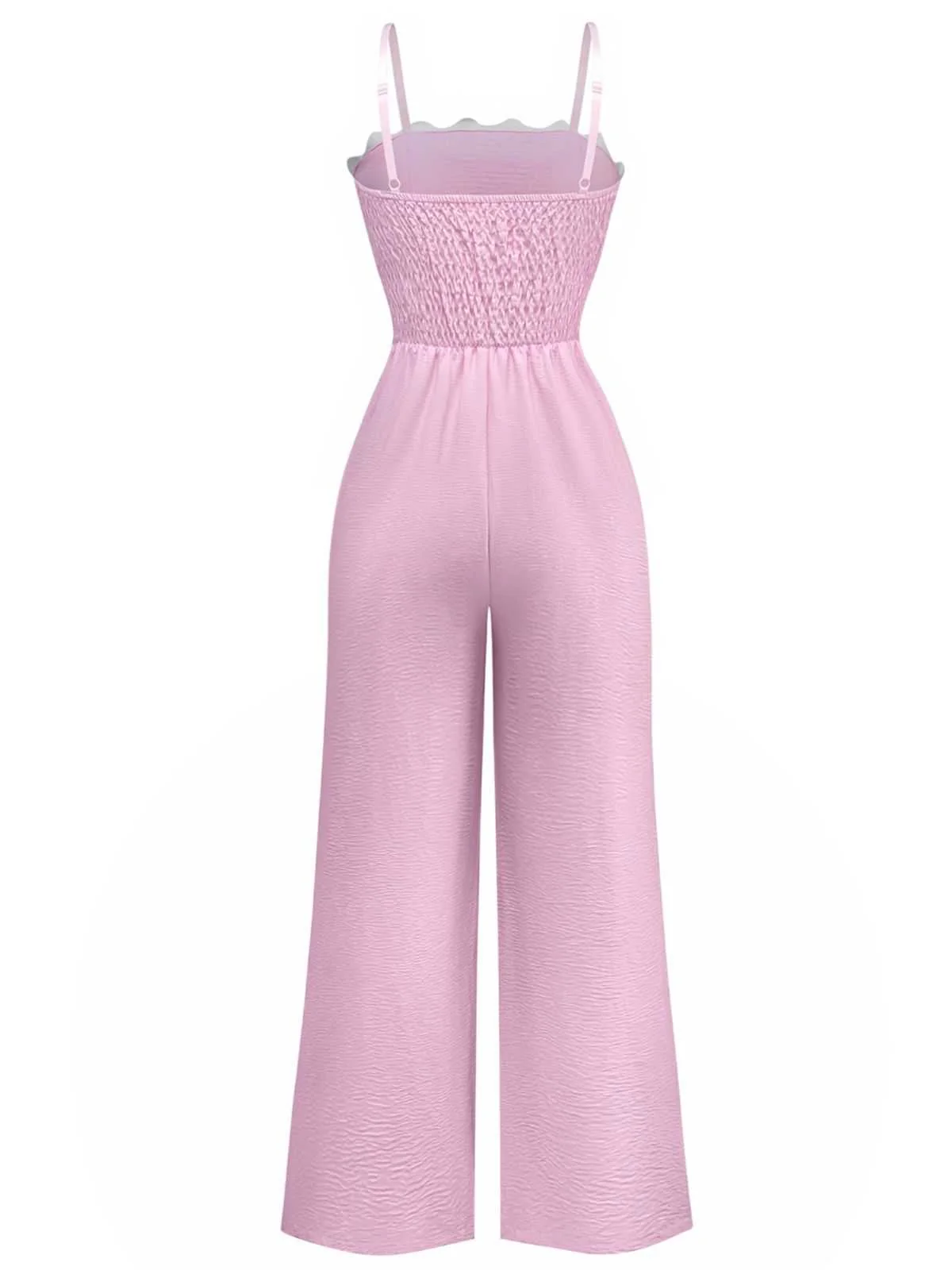 1970er Welle-Trimmen Spaghetti Träger Weites Bein Jumpsuit - Image 2