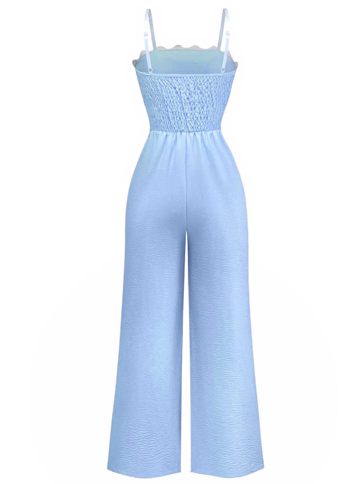 1970er Welle-Trimmen Spaghetti Träger Weites Bein Jumpsuit - Image 7