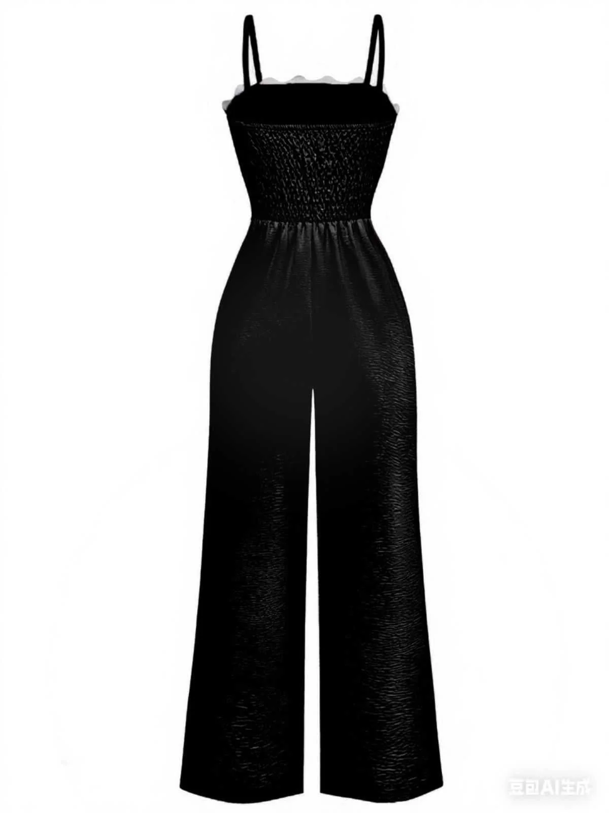 1970er Welle-Trimmen Spaghetti Träger Weites Bein Jumpsuit - Image 9