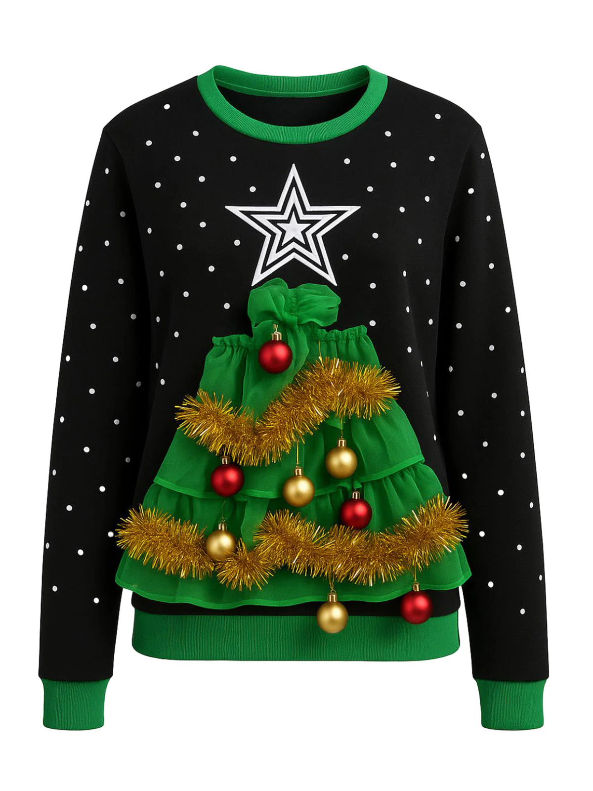 1980er 3D Weihnachtsbaum Lametta Pullover - Image 2