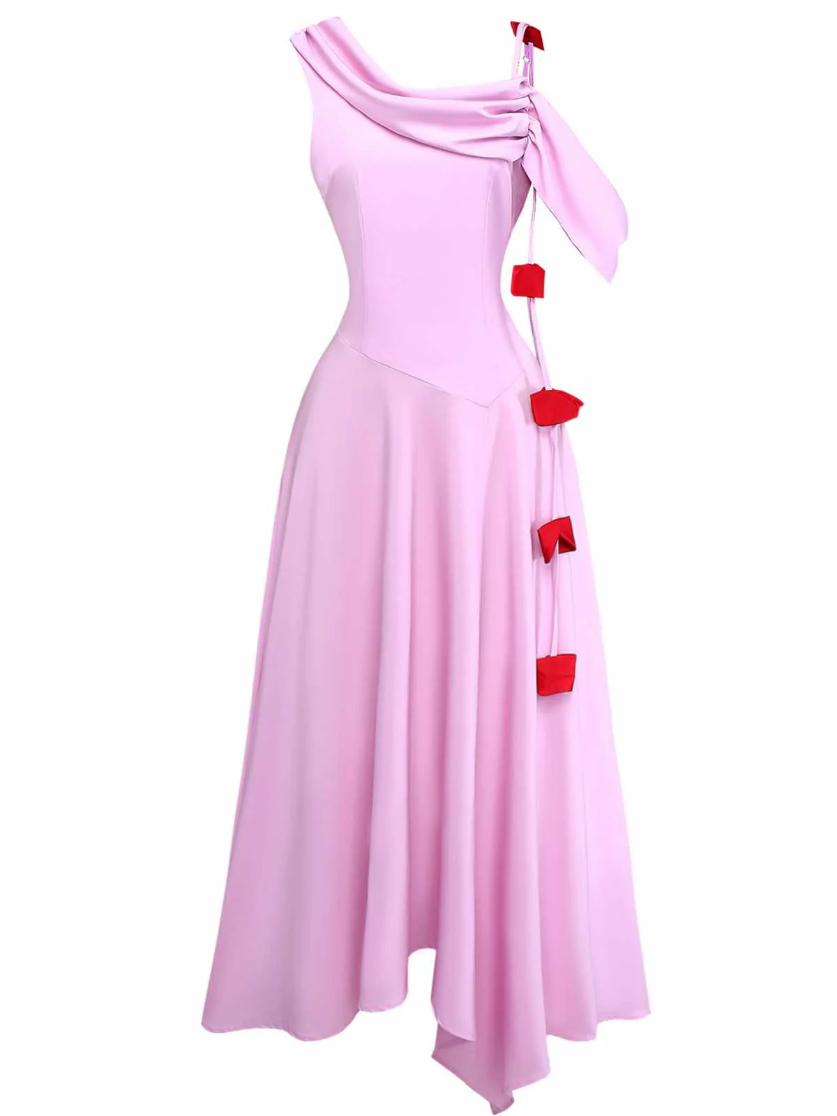 1980er Asymmetrisch Eine Schulter Drapiert Midi Kleid - Image 2