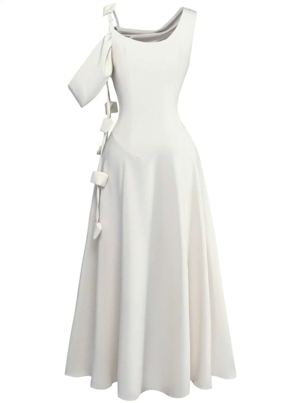 1980er Asymmetrisch Eine Schulter Drapiert Midi Kleid - Image 9