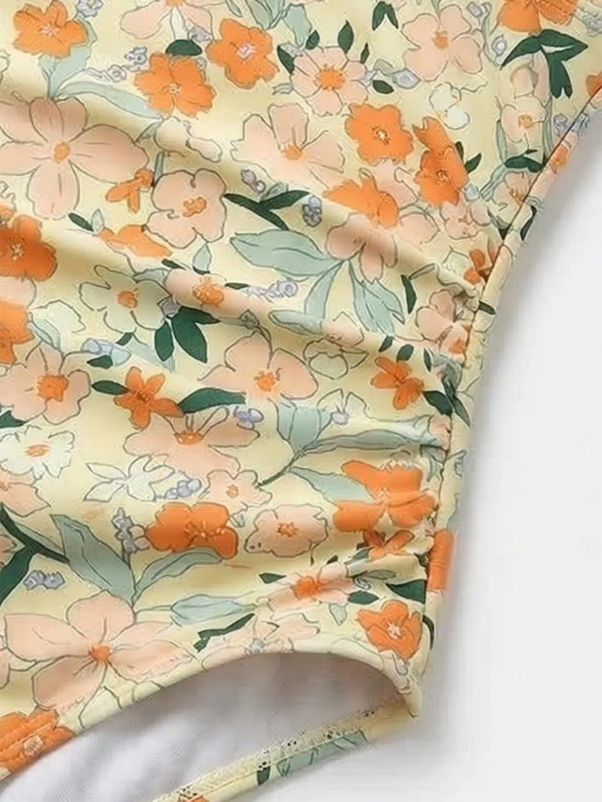 [Vorverkauf] 1980er Blumen V-Ausschnitt Gerafft Einteiliger Badeanzug - Image 5