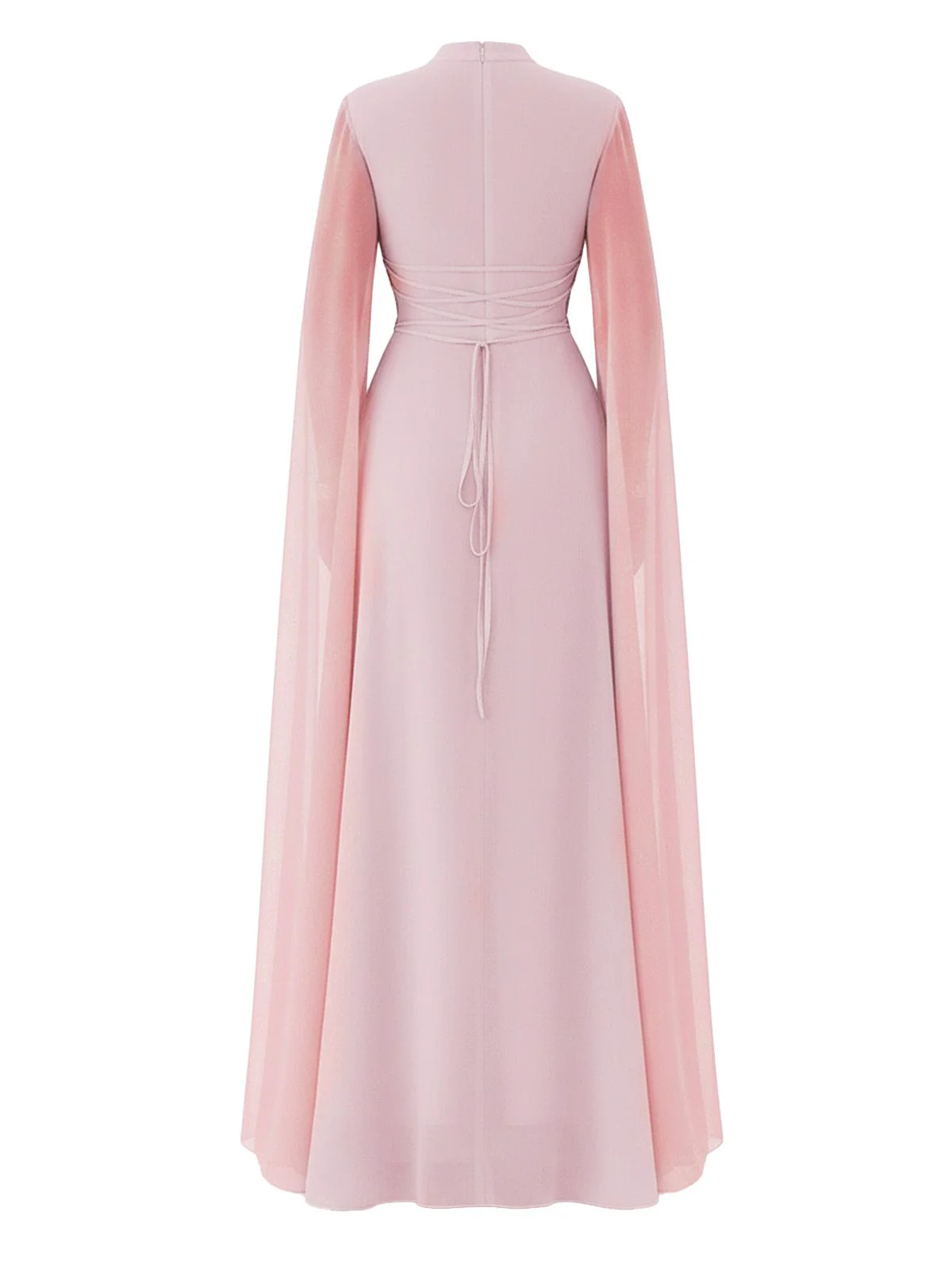 1980er Cape Ärmel Rücken Bindung Maxi Kleid - Image 4