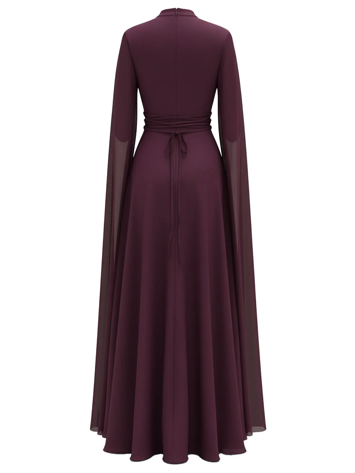 1980er Cape Ärmel Rücken Bindung Maxi Kleid - Image 6