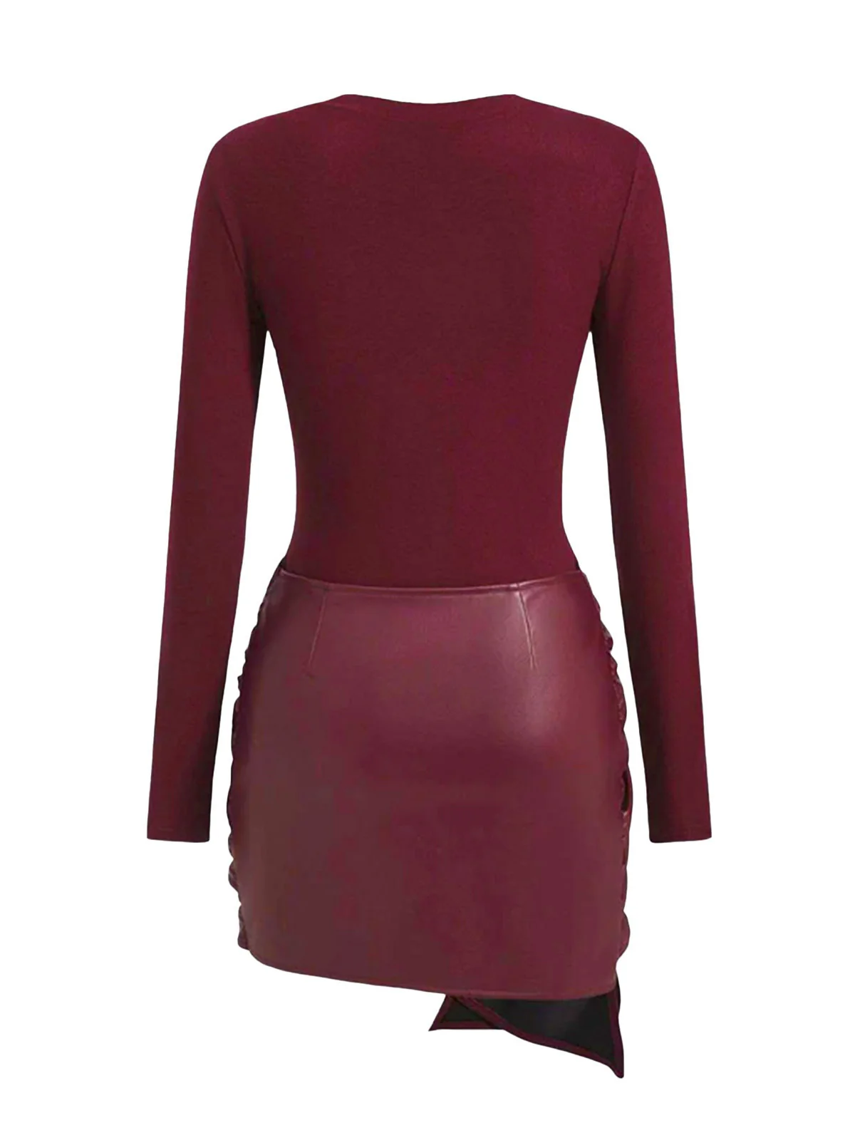 1980er Faux Leder Bogen Langarm Kleid - Image 6