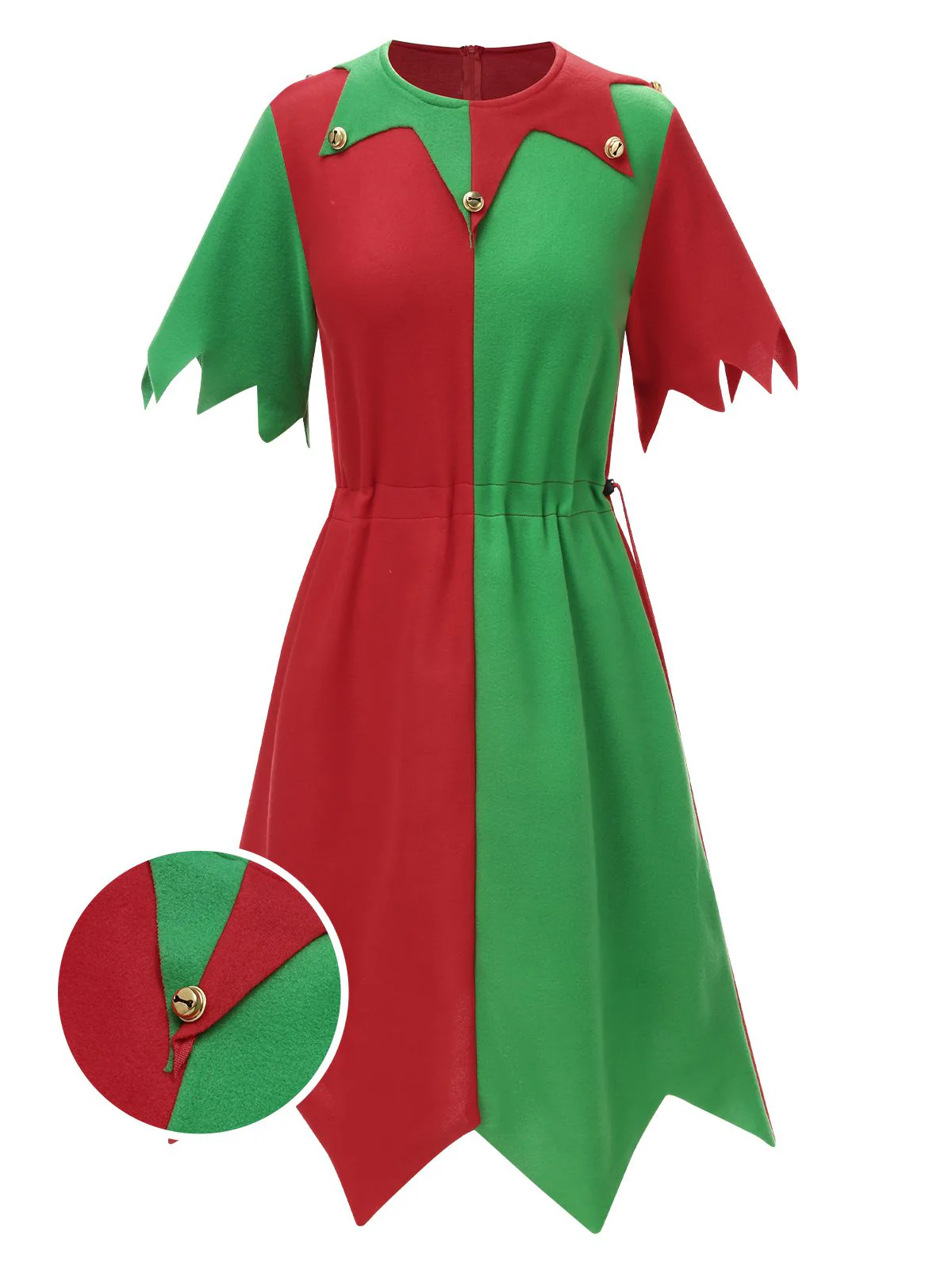 1980er Gezacktem Weihnachtssaum Elfenkostüm Kleid Set - Image 2