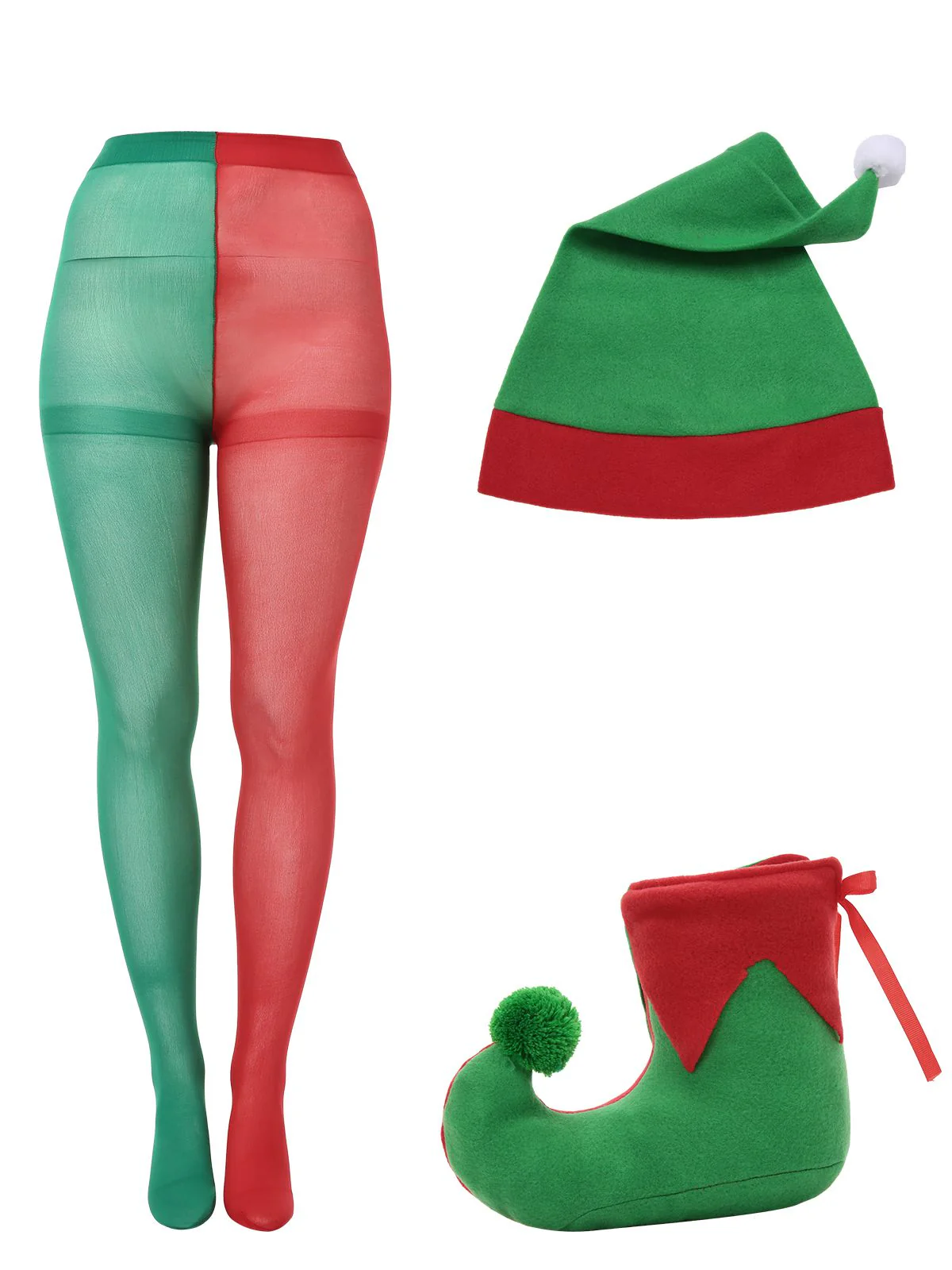1980er Gezacktem Weihnachtssaum Elfenkostüm Kleid Set - Image 5