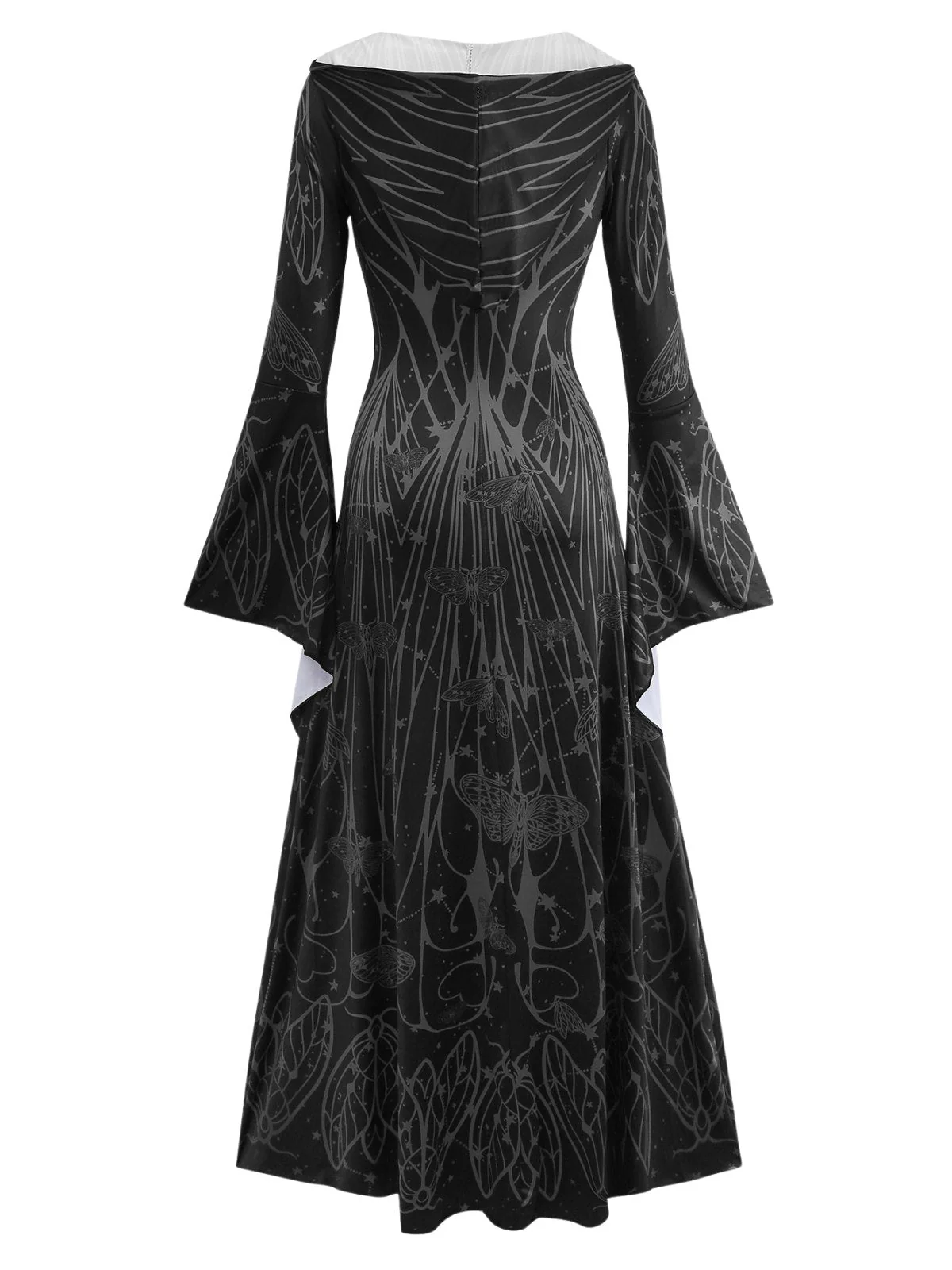1980er Gothic Hexe Fledermausärmel Kleid Mit Kapuze - Image 2